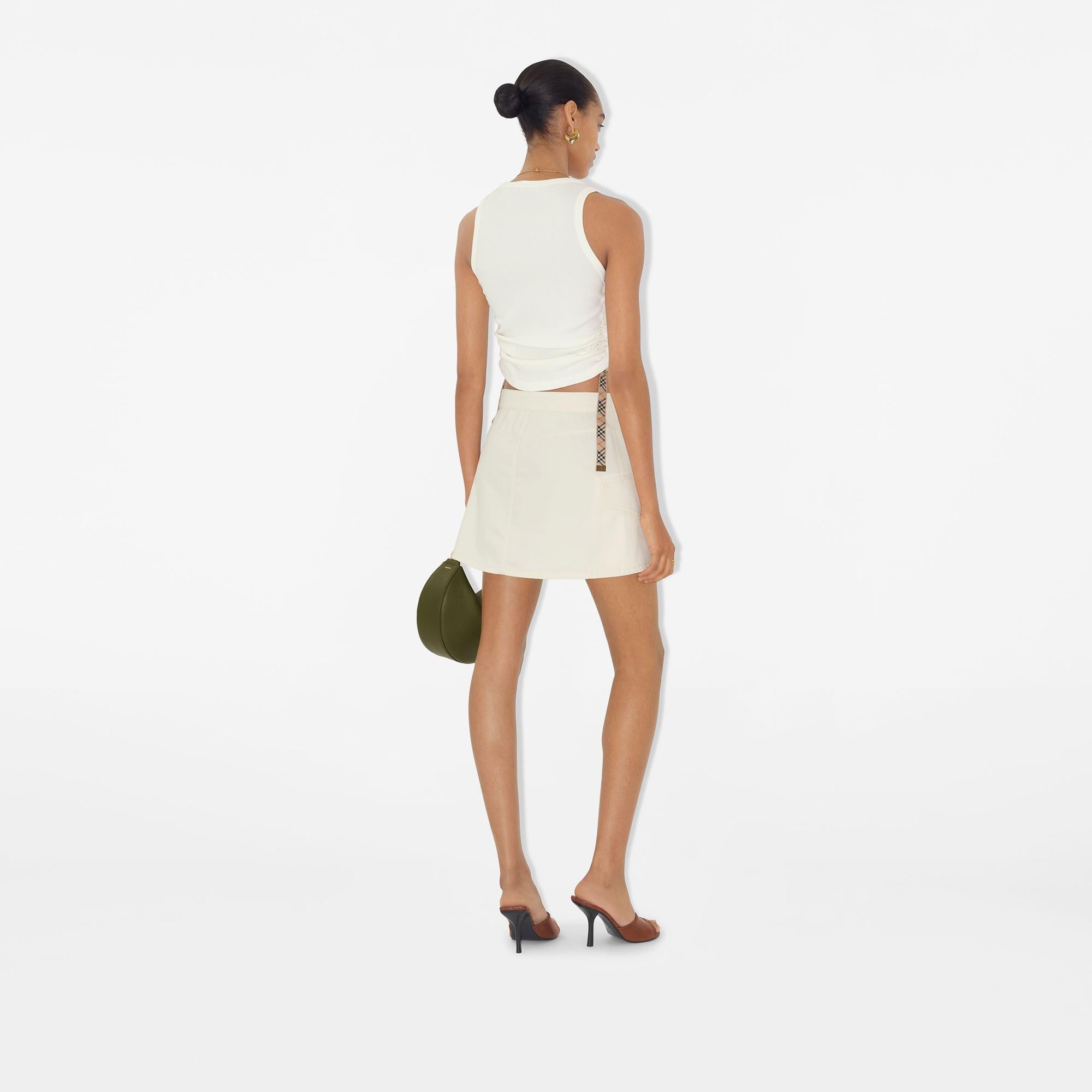 Burberry For Trim Stretch Cotton Vest Kadın Beyaz T-Shirt
