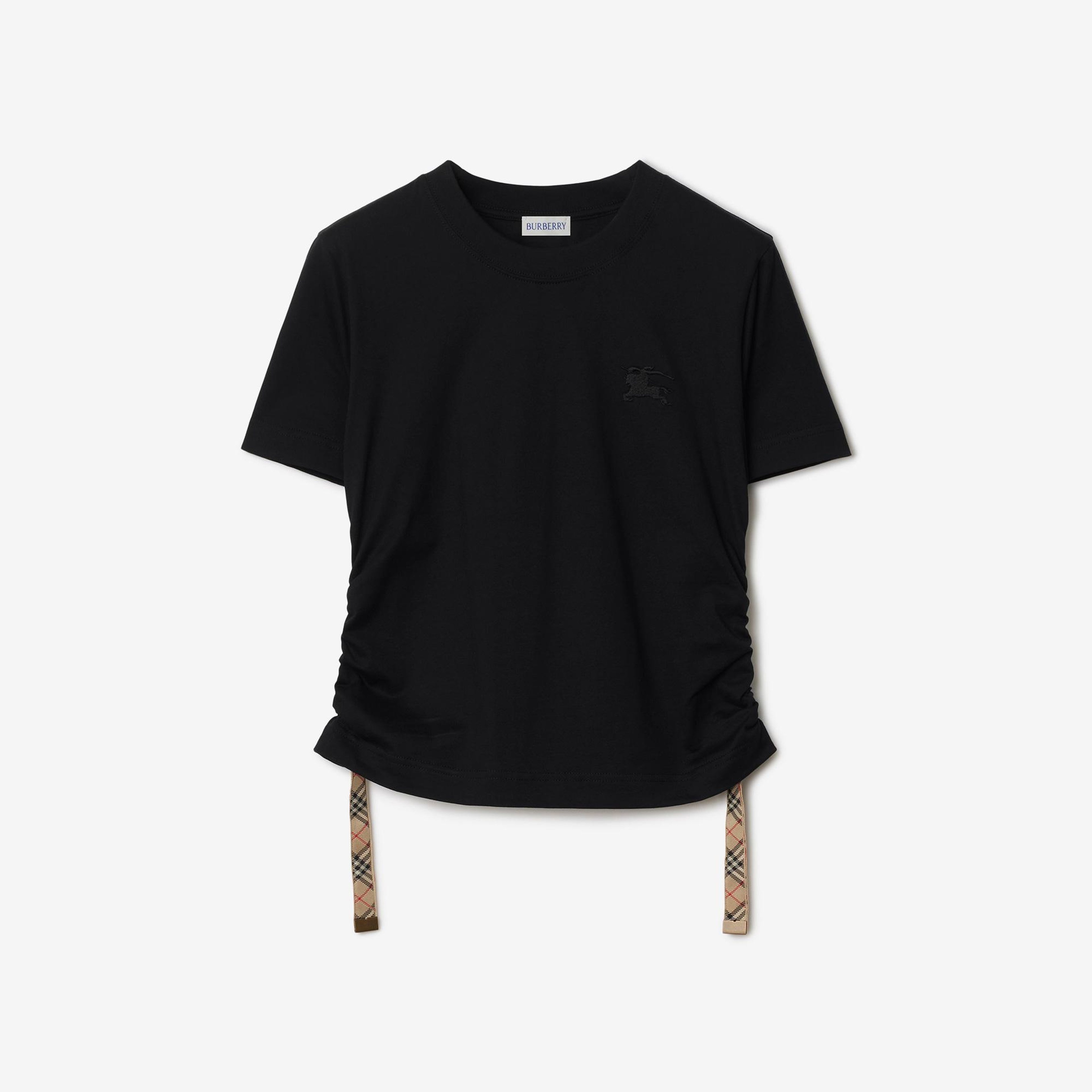 Burberry For Trim Cotton Kadın Siyah T-Shirt