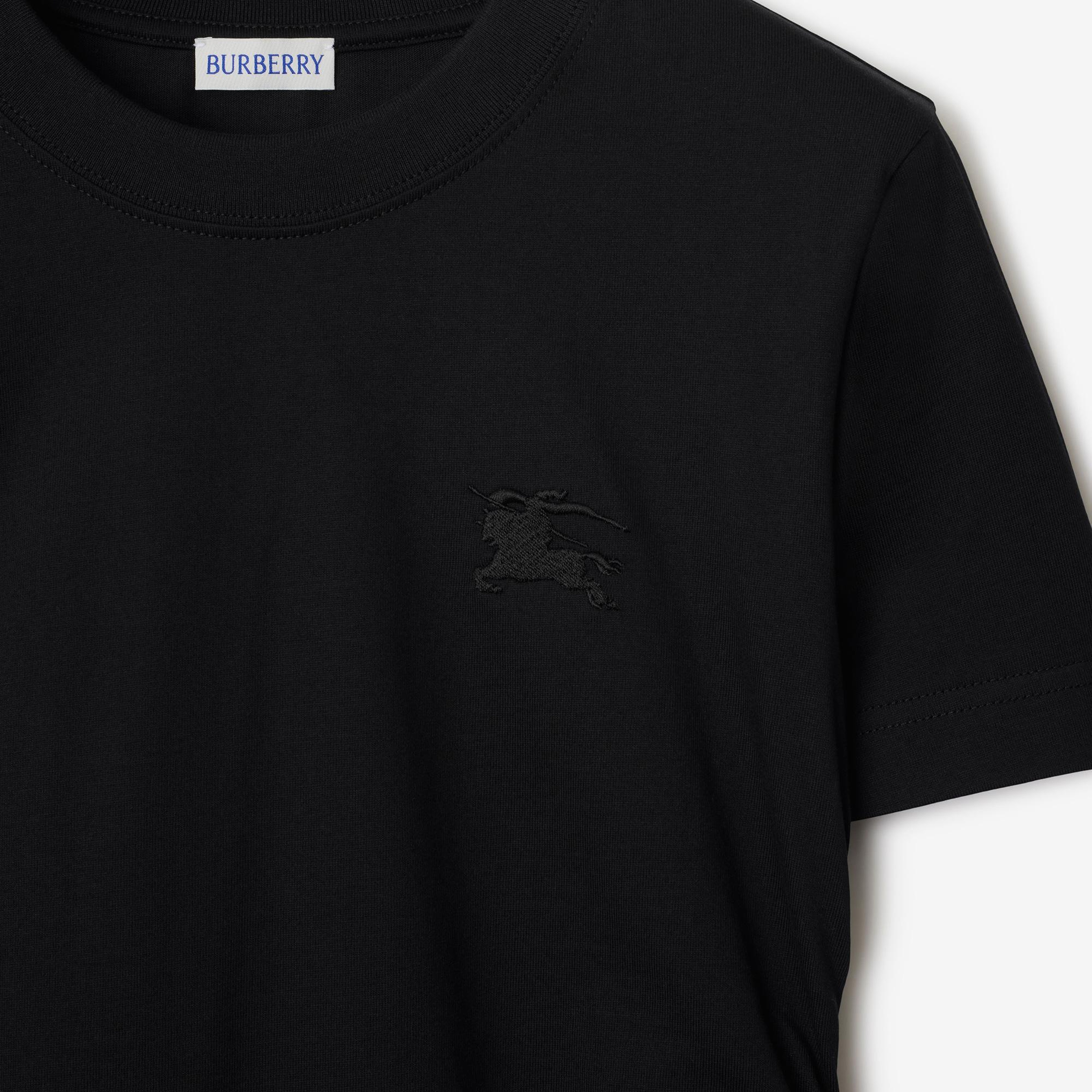 Burberry For Trim Cotton Kadın Siyah T-Shirt