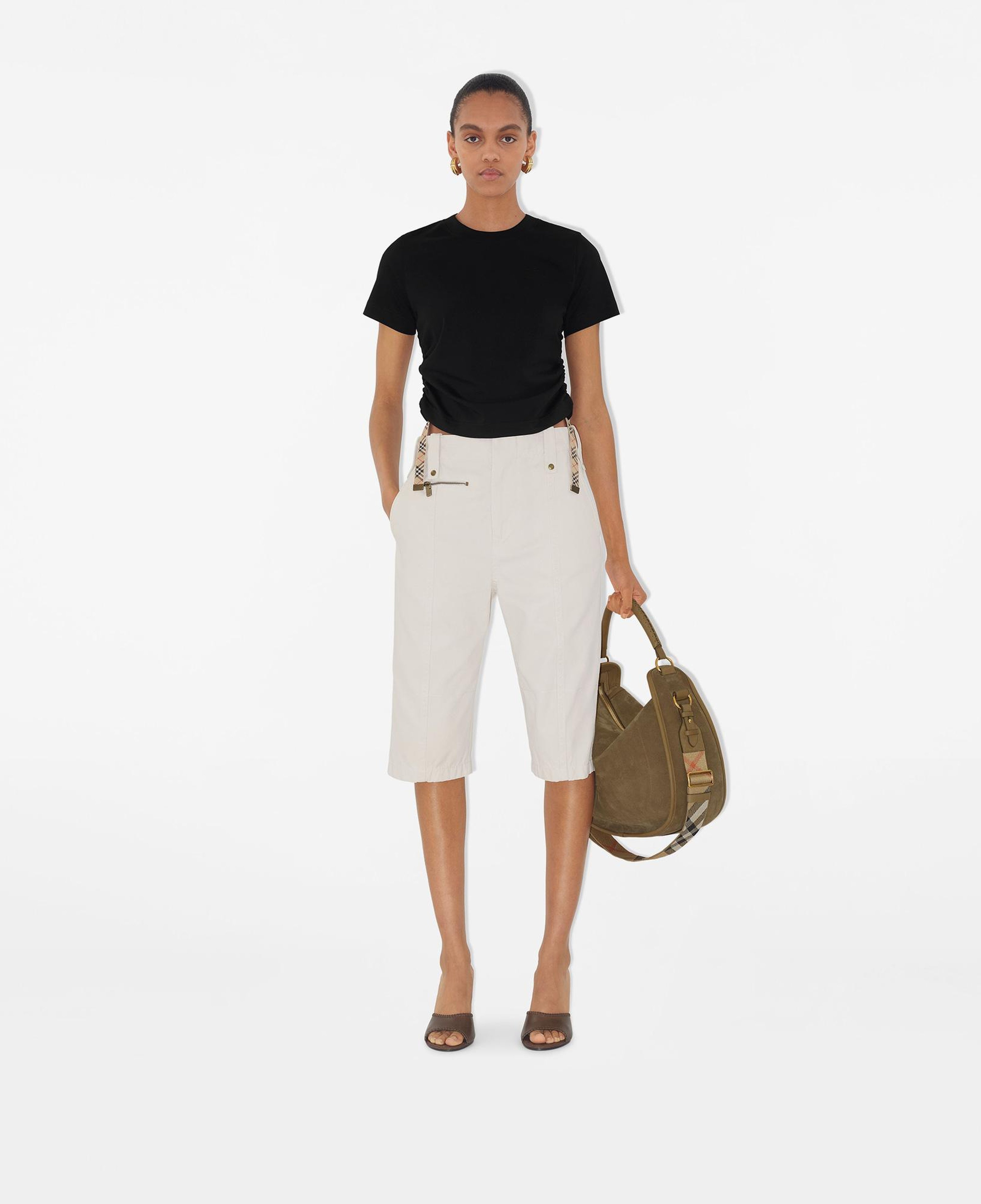 Burberry For Trim Cotton Kadın Siyah T-Shirt