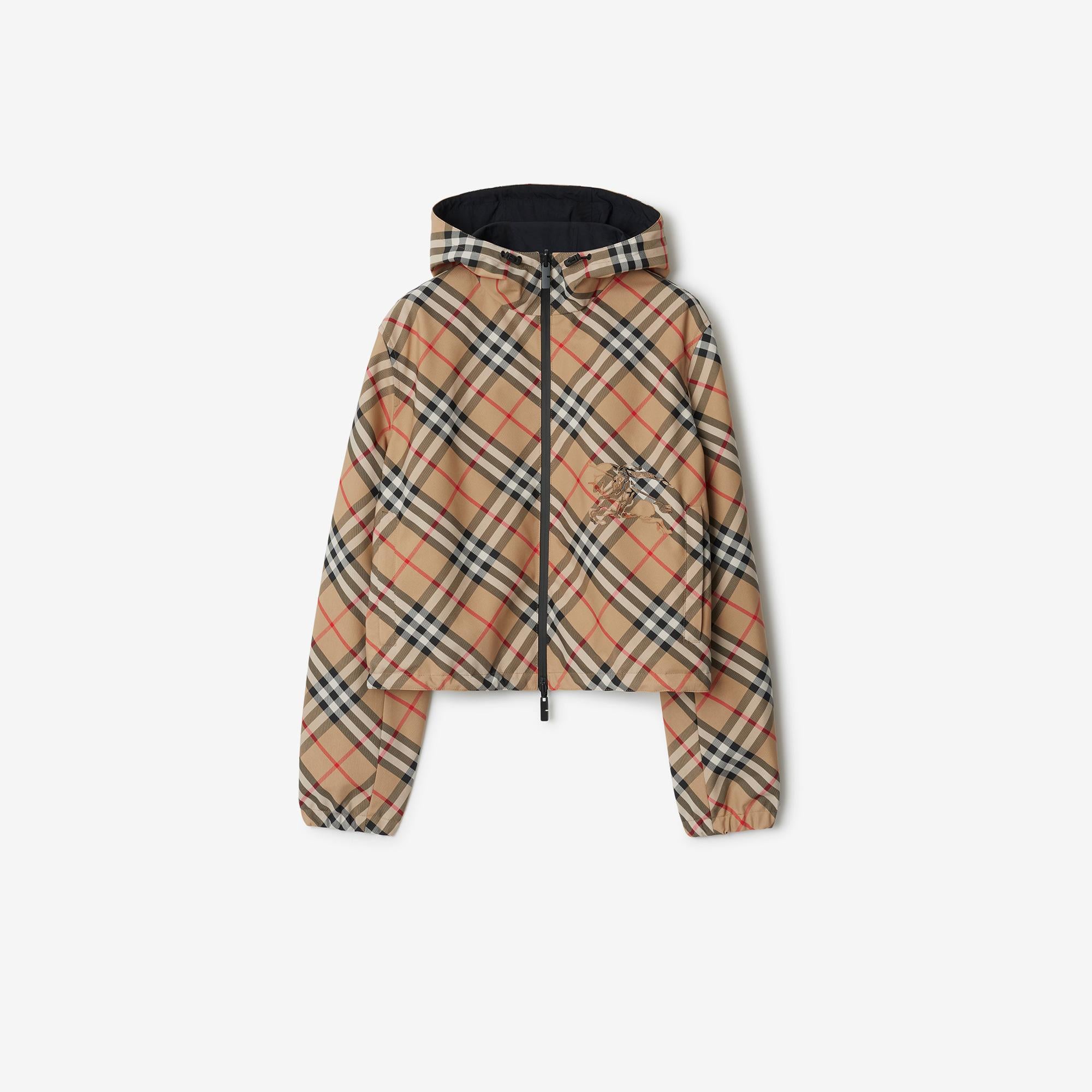 Burberry Cropped Reversible Check Kadın Bej Ceket