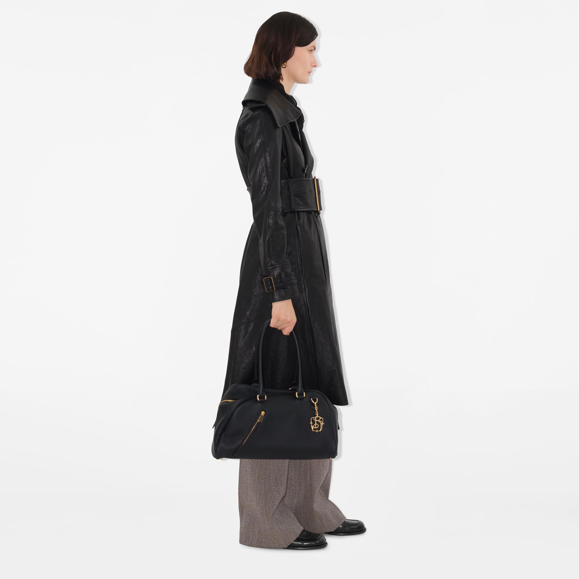 Burberry Mor Leather Kadın Siyah Palto