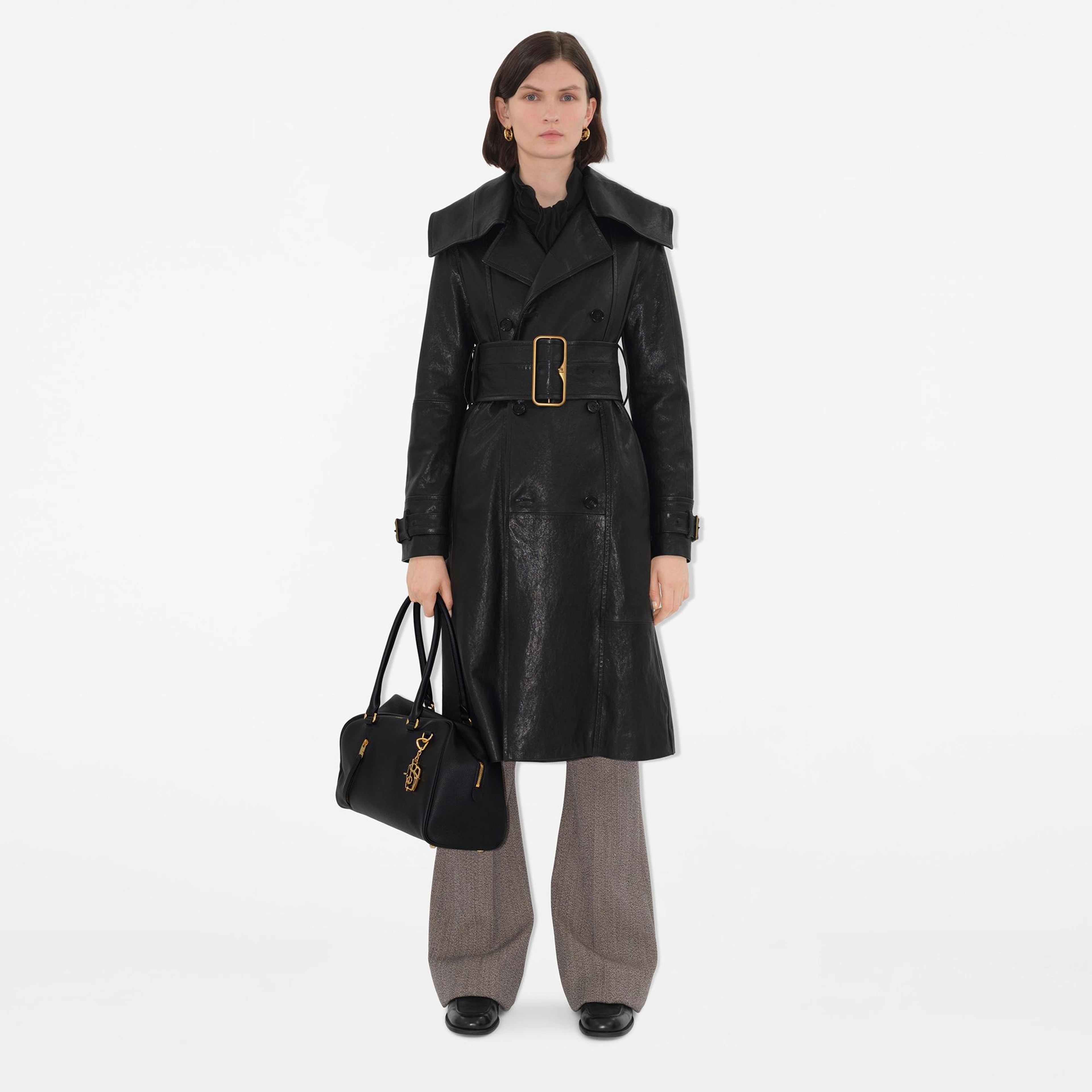 Burberry Mor Leather Kadın Siyah Palto