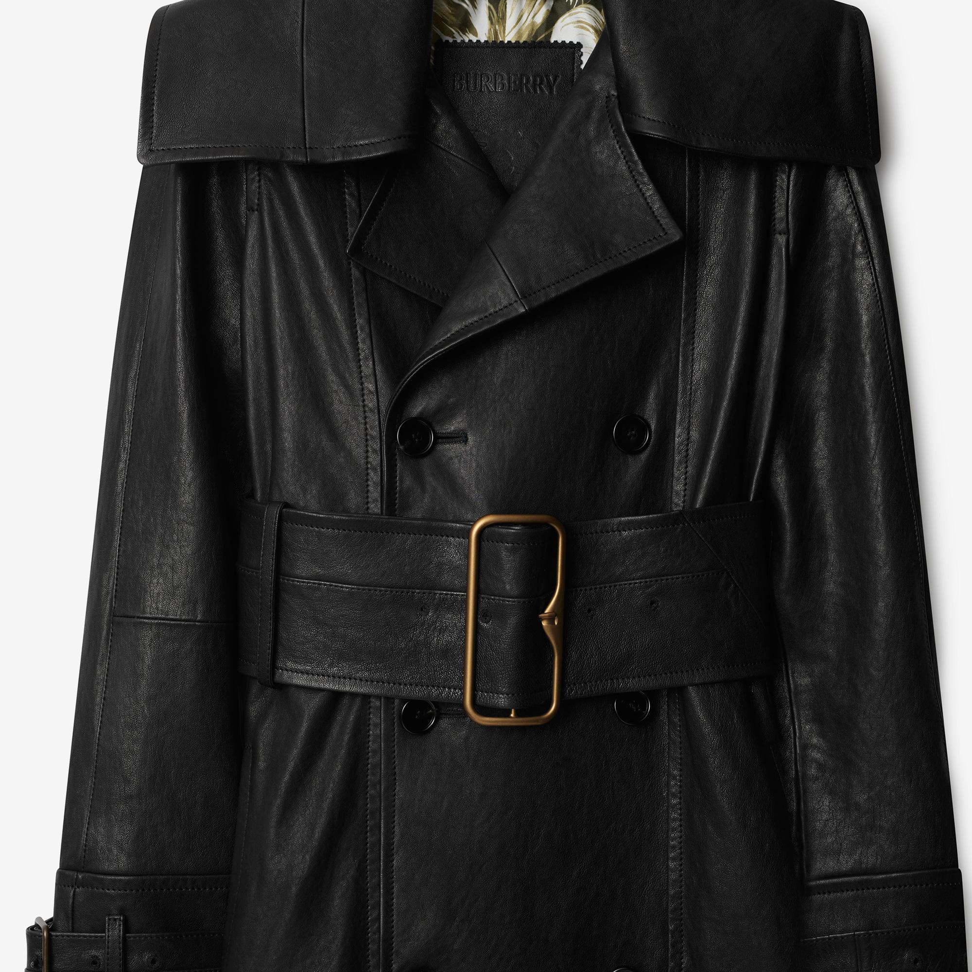 Burberry Mor Leather Kadın Siyah Palto