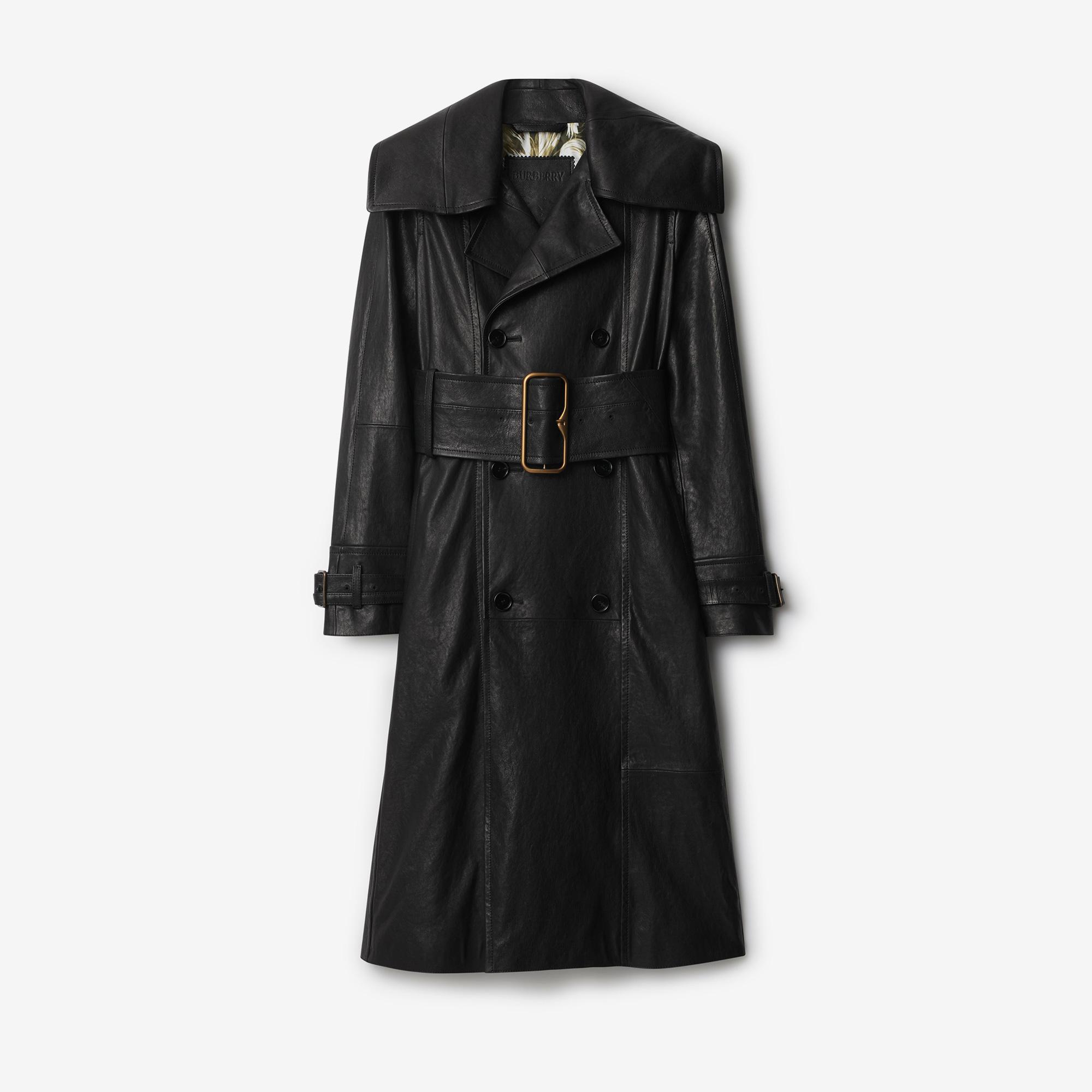Burberry Mor Leather Kadın Siyah Palto