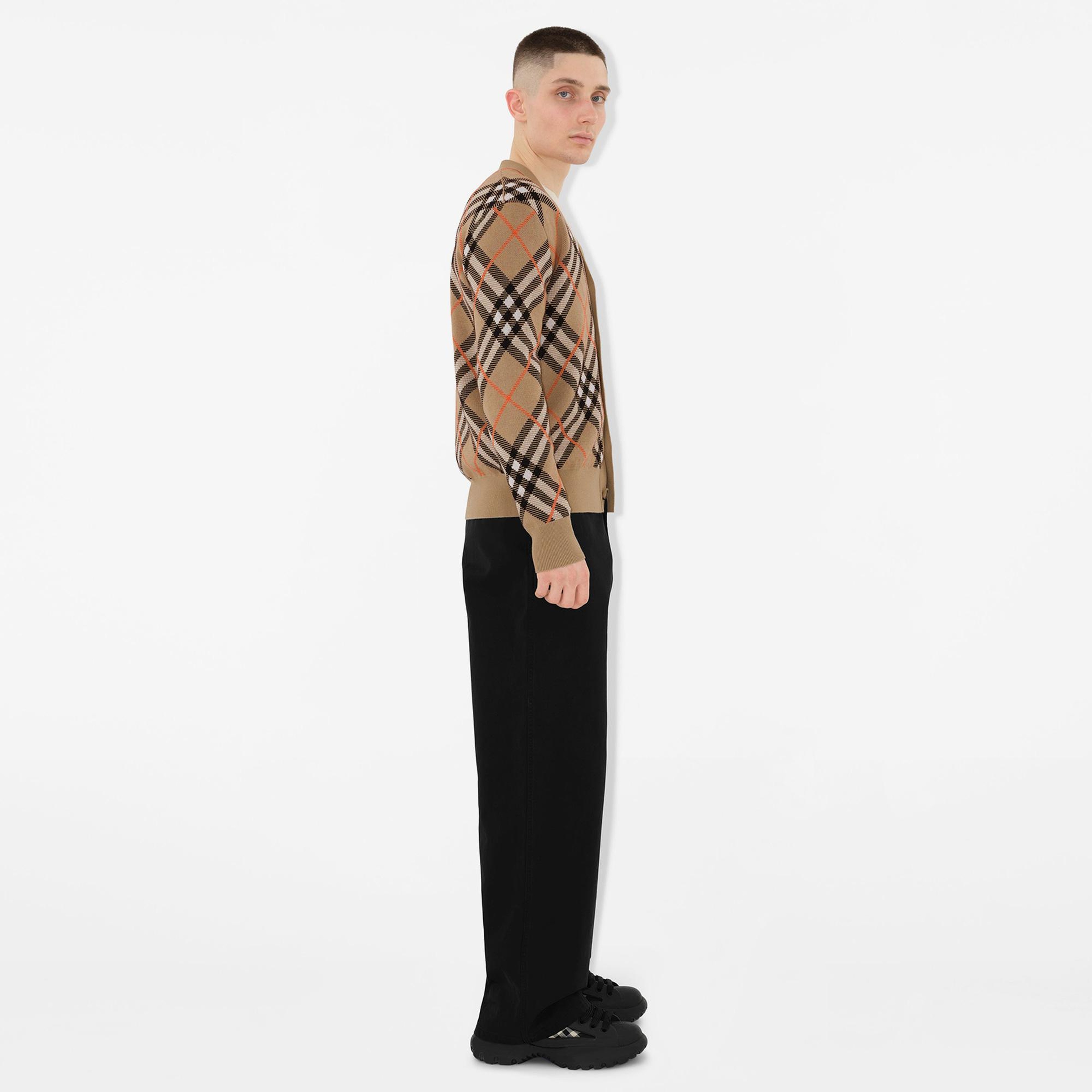 Burberry Check Kareli Yün Karışımlı Erkek Bej Hırka