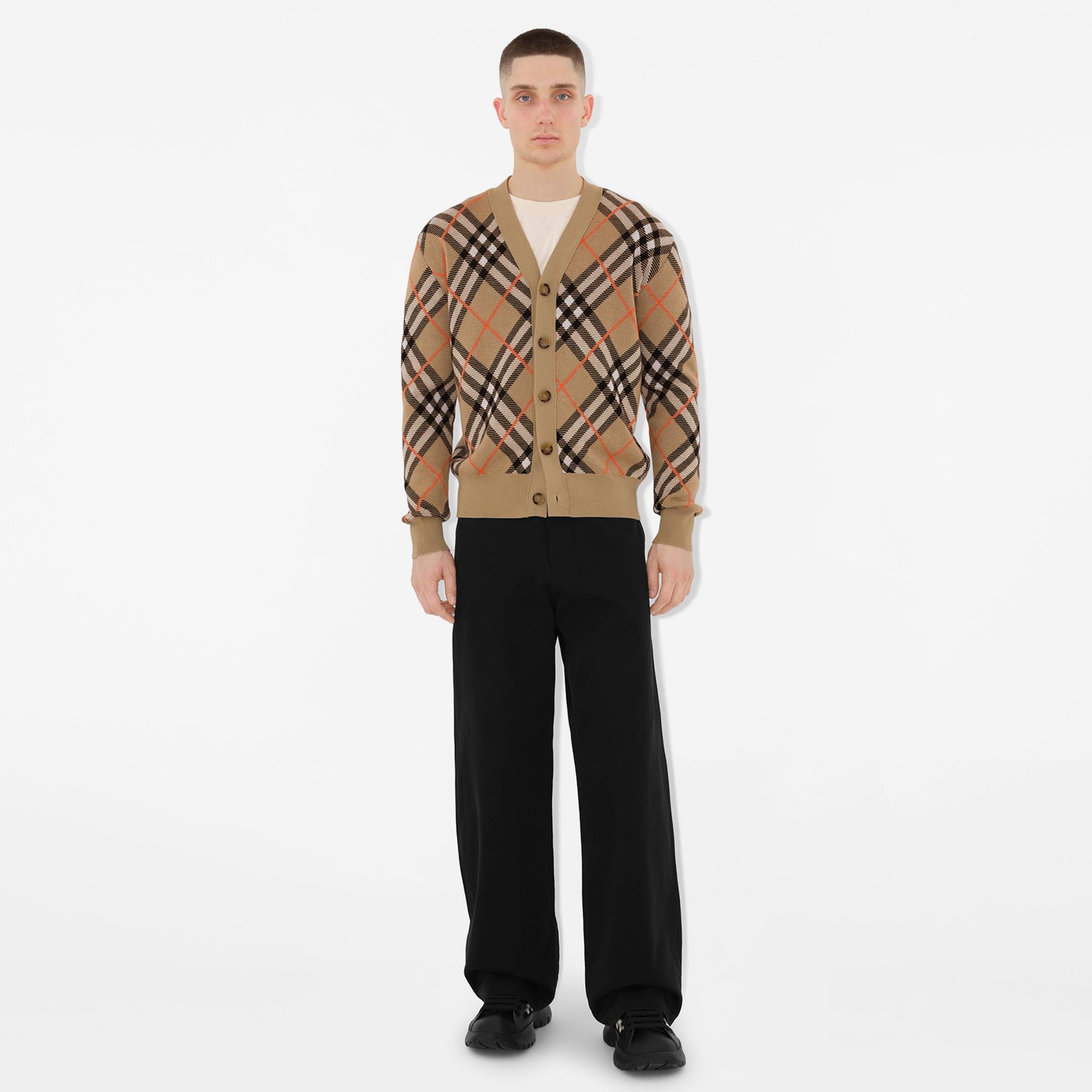 Burberry Check Kareli Yün Karışımlı Erkek Bej Hırka