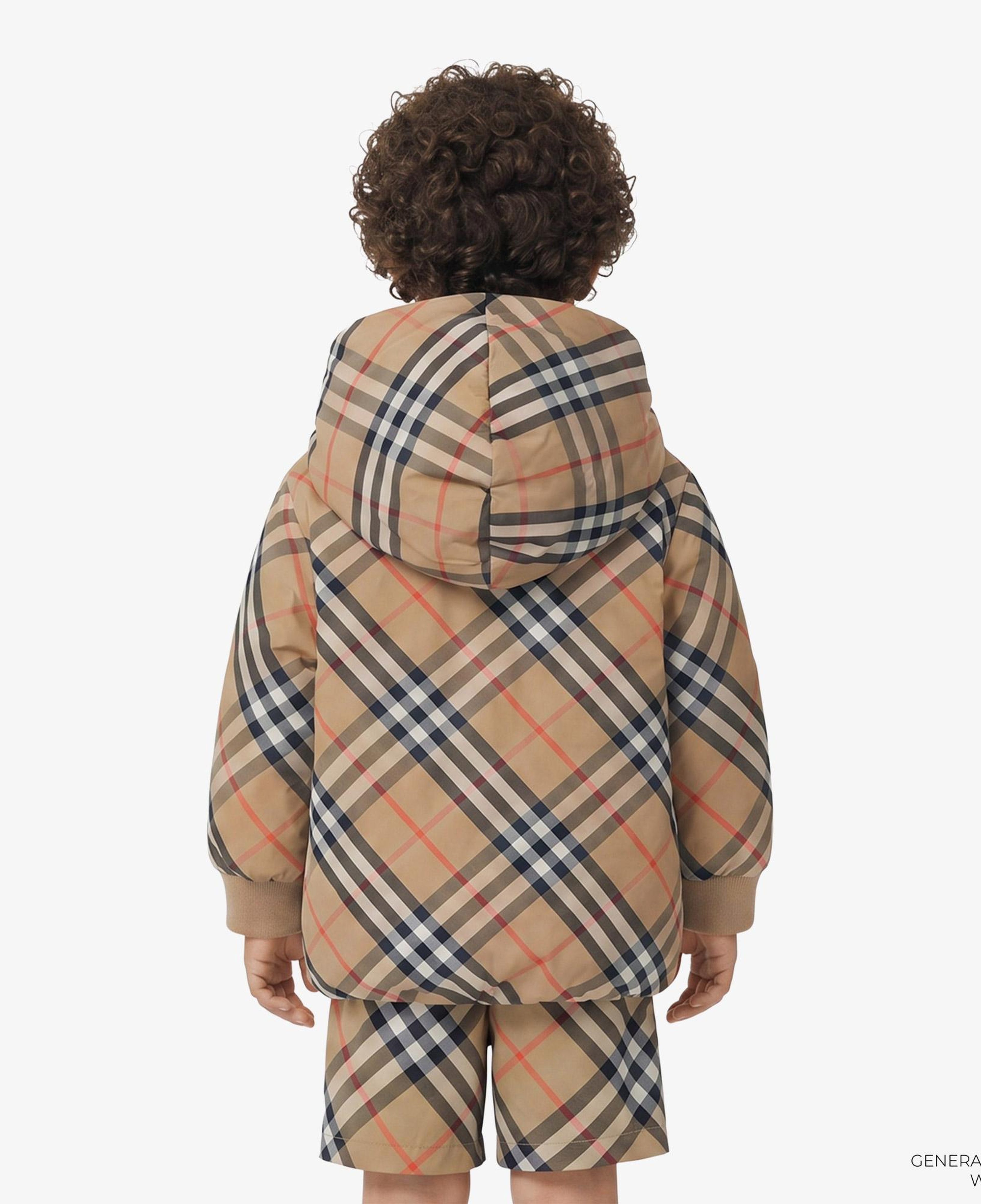 Burberry Reversible Check Nylon Puffer Çocuk Bej Mont