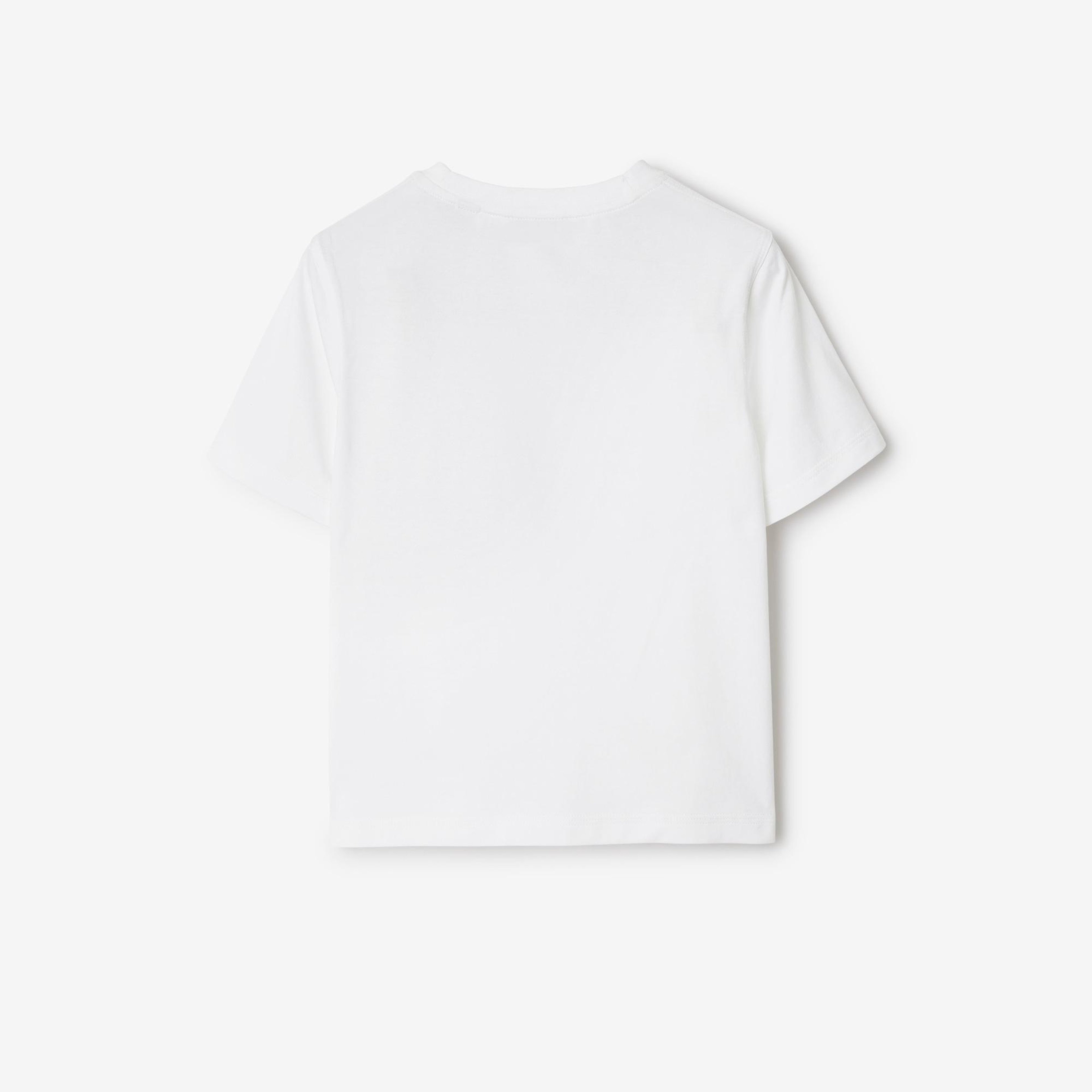Burberry Cedar Check Label Cotton Çocuk Beyaz T-Shirt