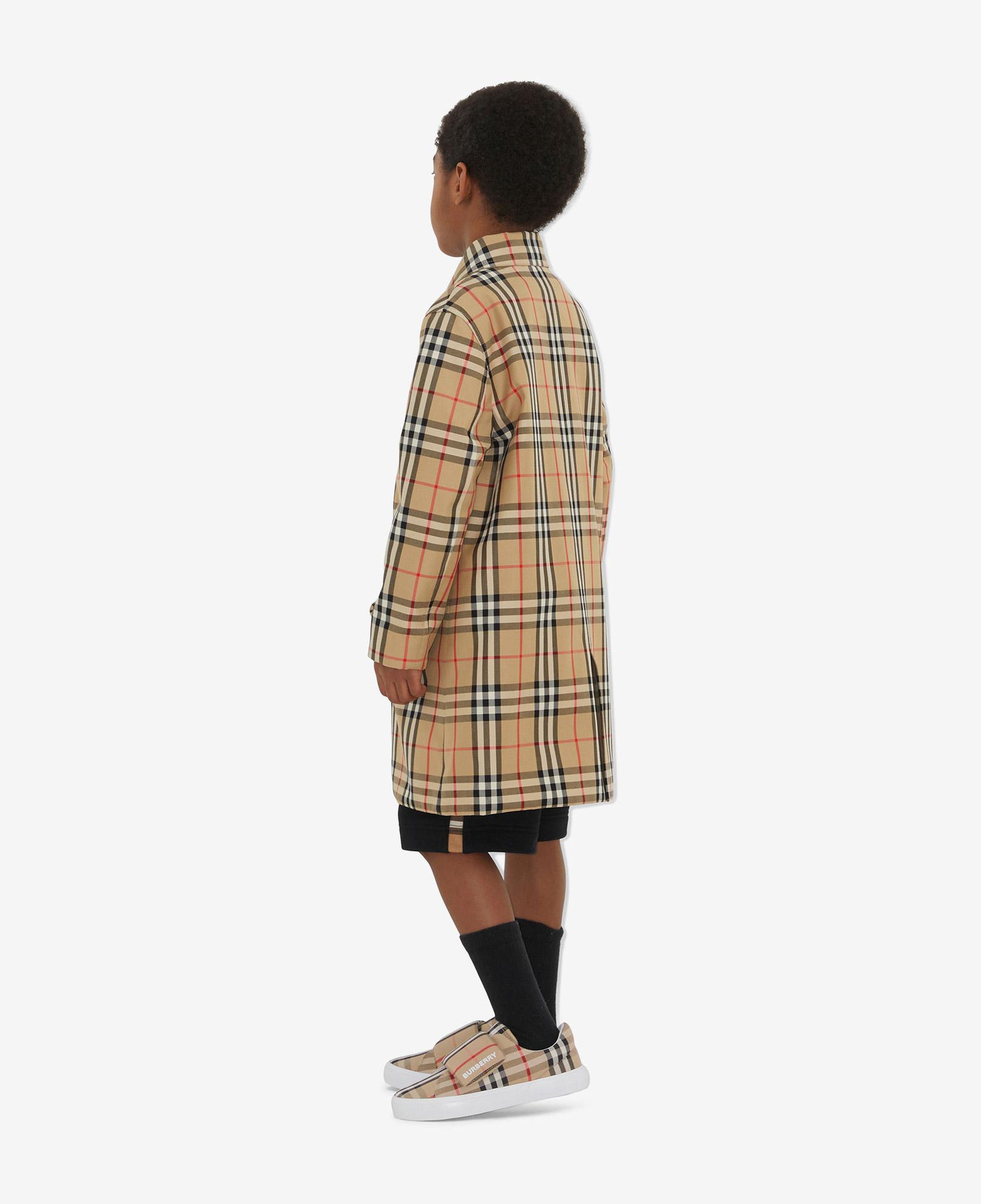 Burberry Reversible Check Gabardine Car Çocuk Bej Trençkot