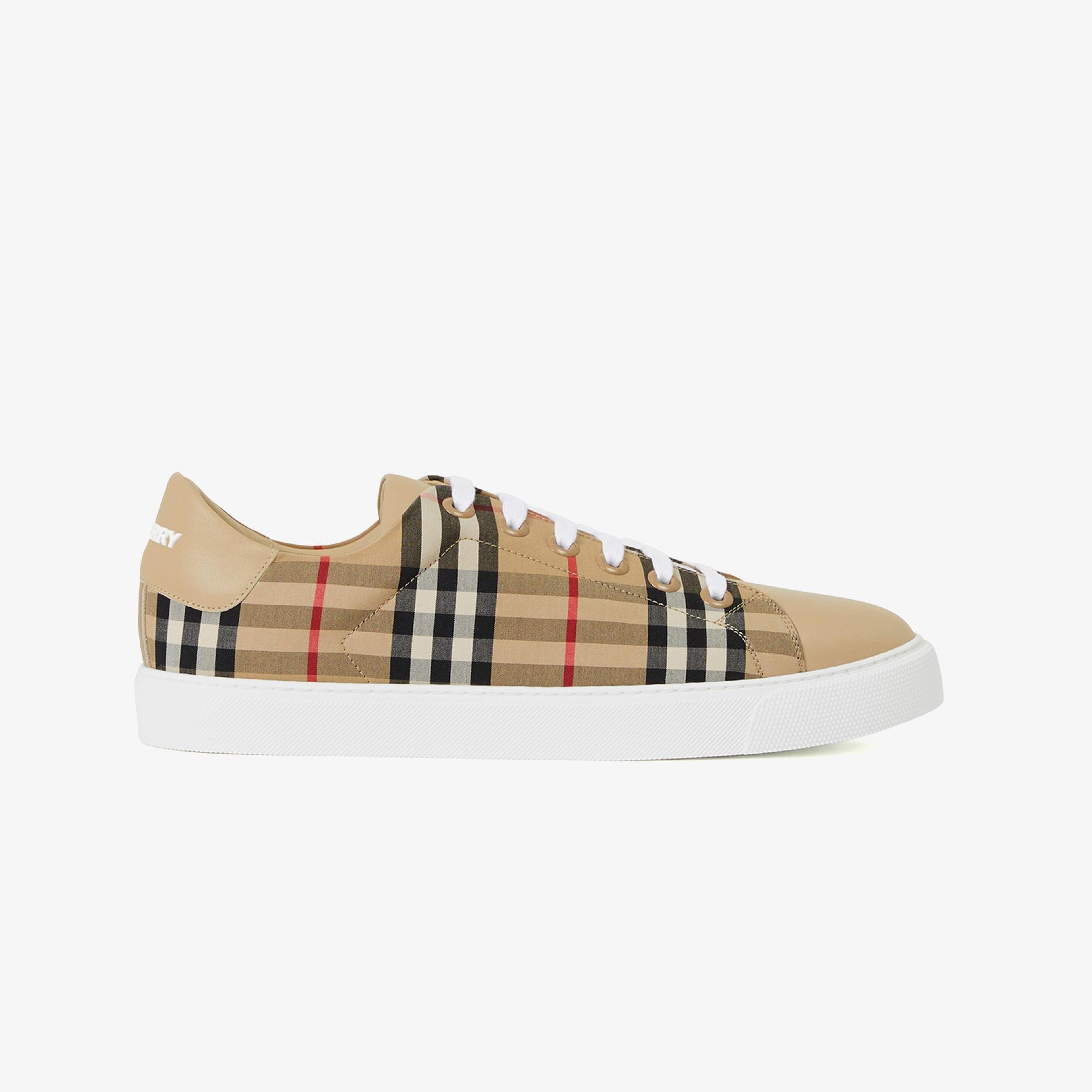 Burberry Vintage Check and Leather Kadın Bej Sneaker