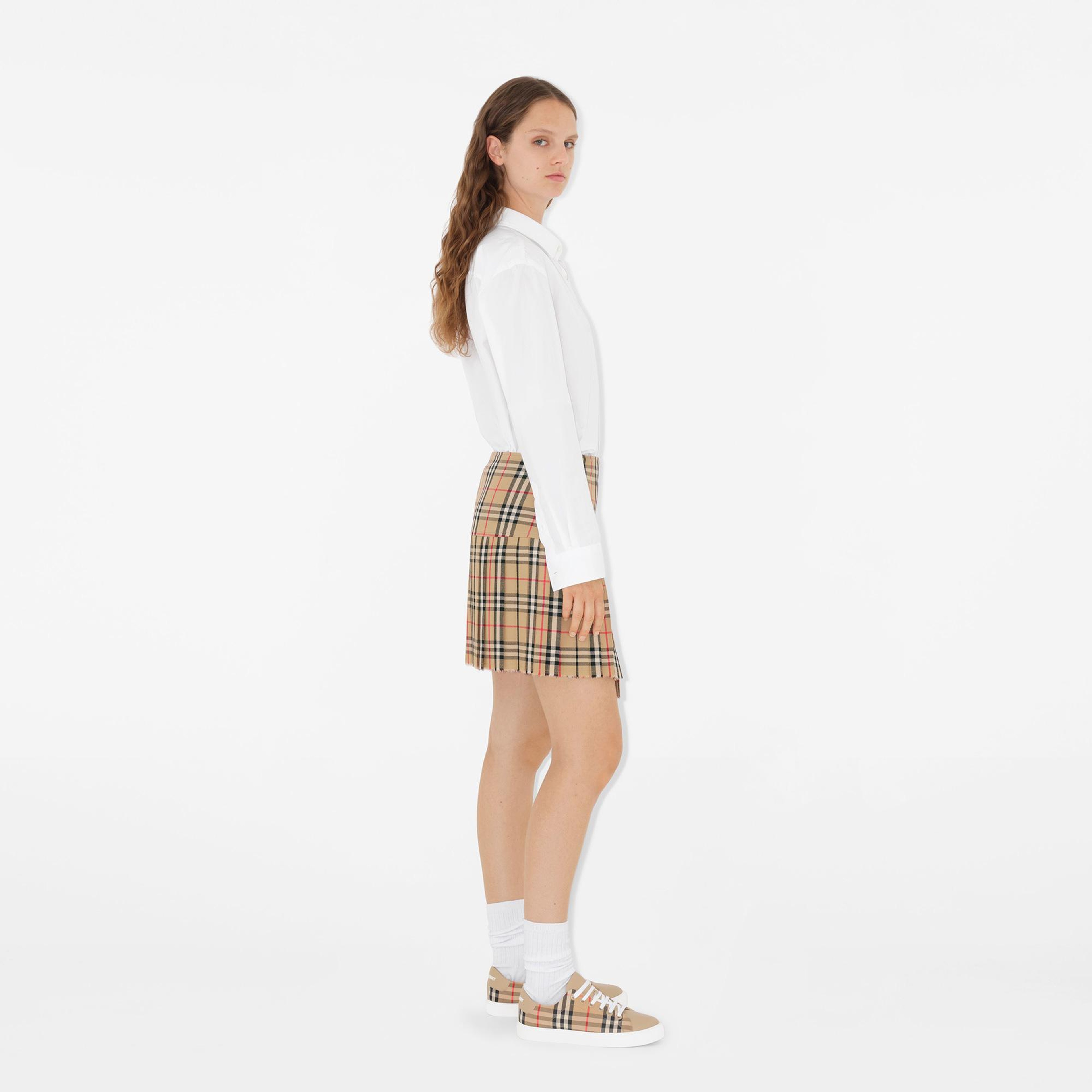 Burberry Vintage Check and Leather Kadın Bej Sneaker