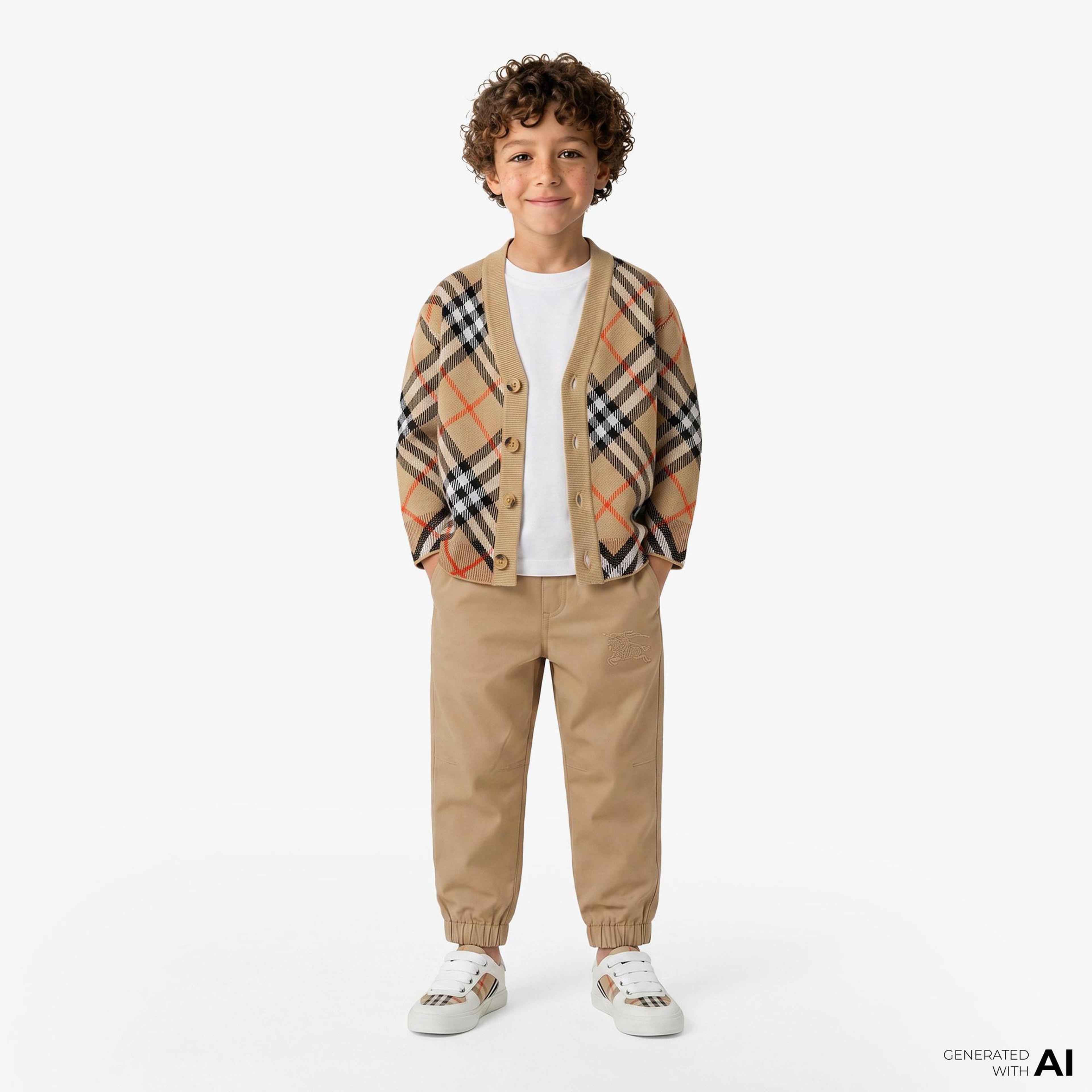 Burberry Graham Wool Cardigan Çocuk Bej Hırka