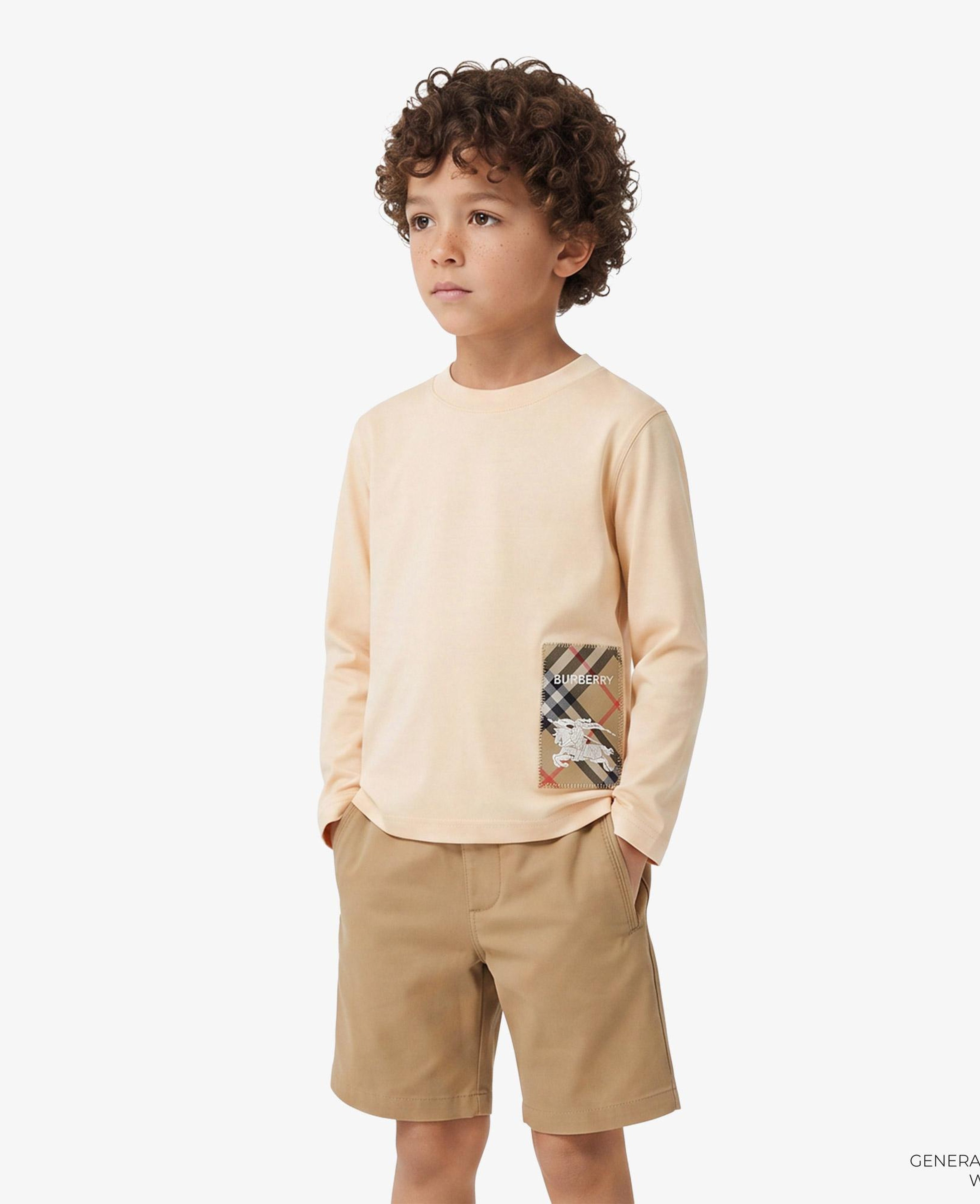 Burberry Kooper Label Cotton Top Çocuk Krem T-Shirt
