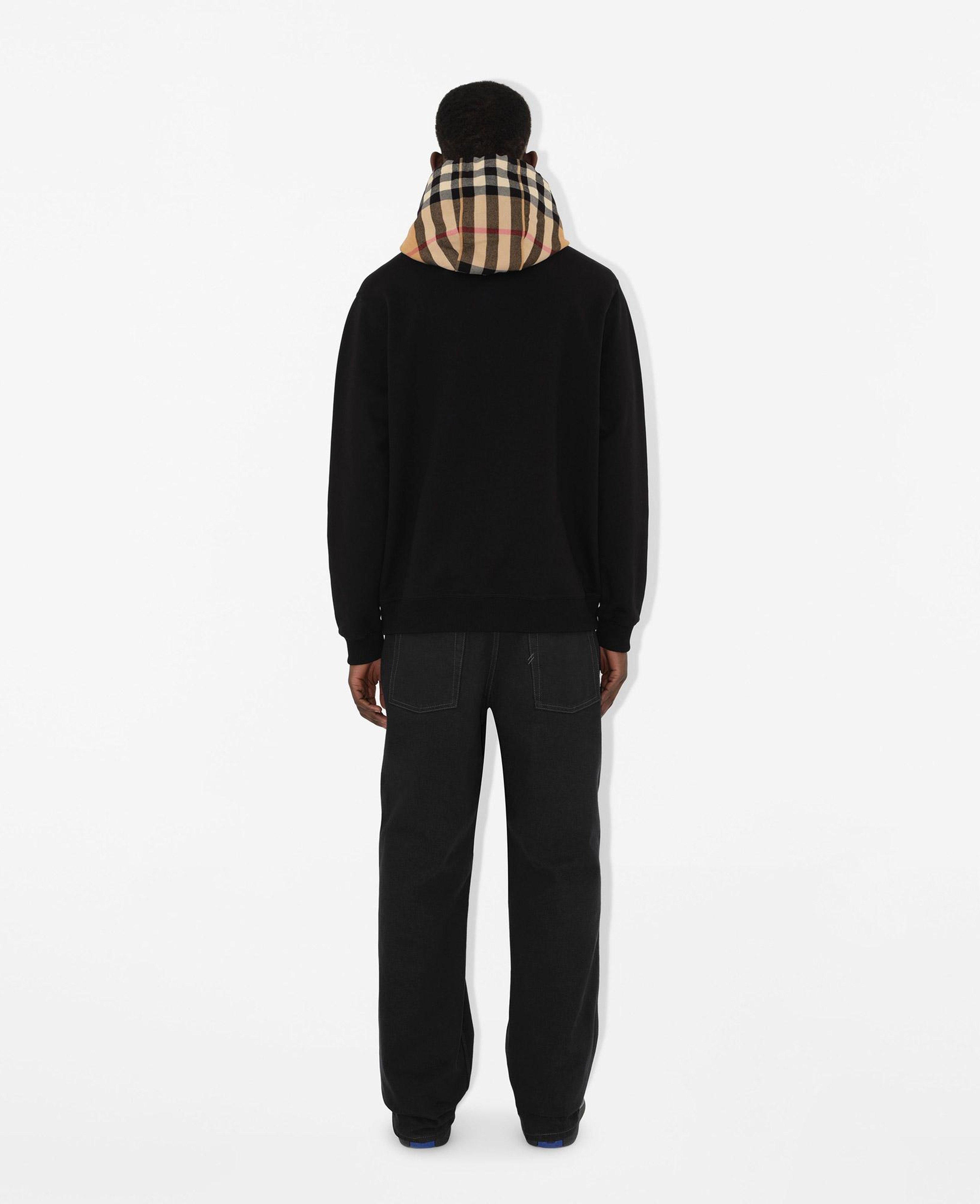 Burberry Check Hood Pamuklu Erkek Siyah Hoodie