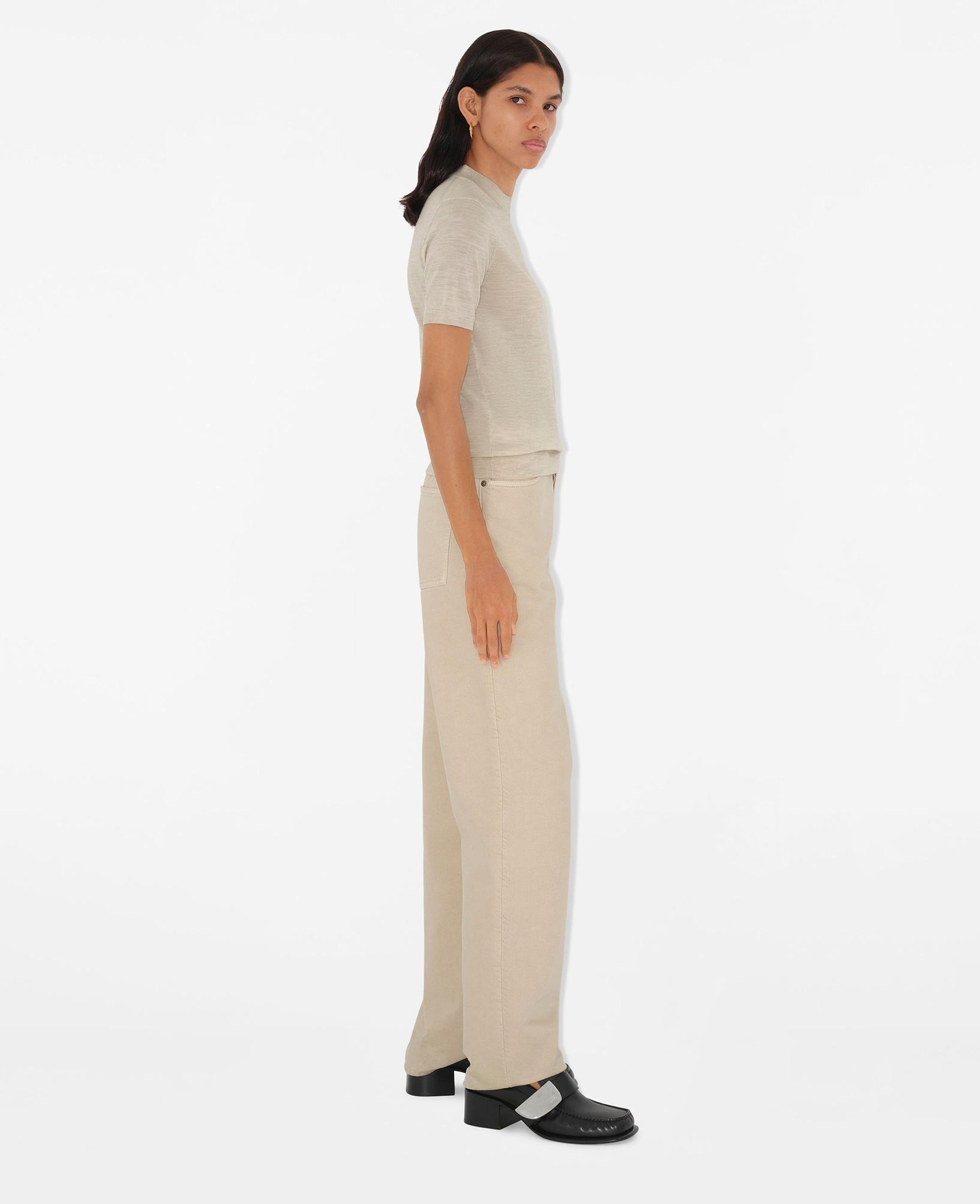 Burberry Pai Wool Top Kadın Krem Yün T-Shirt
