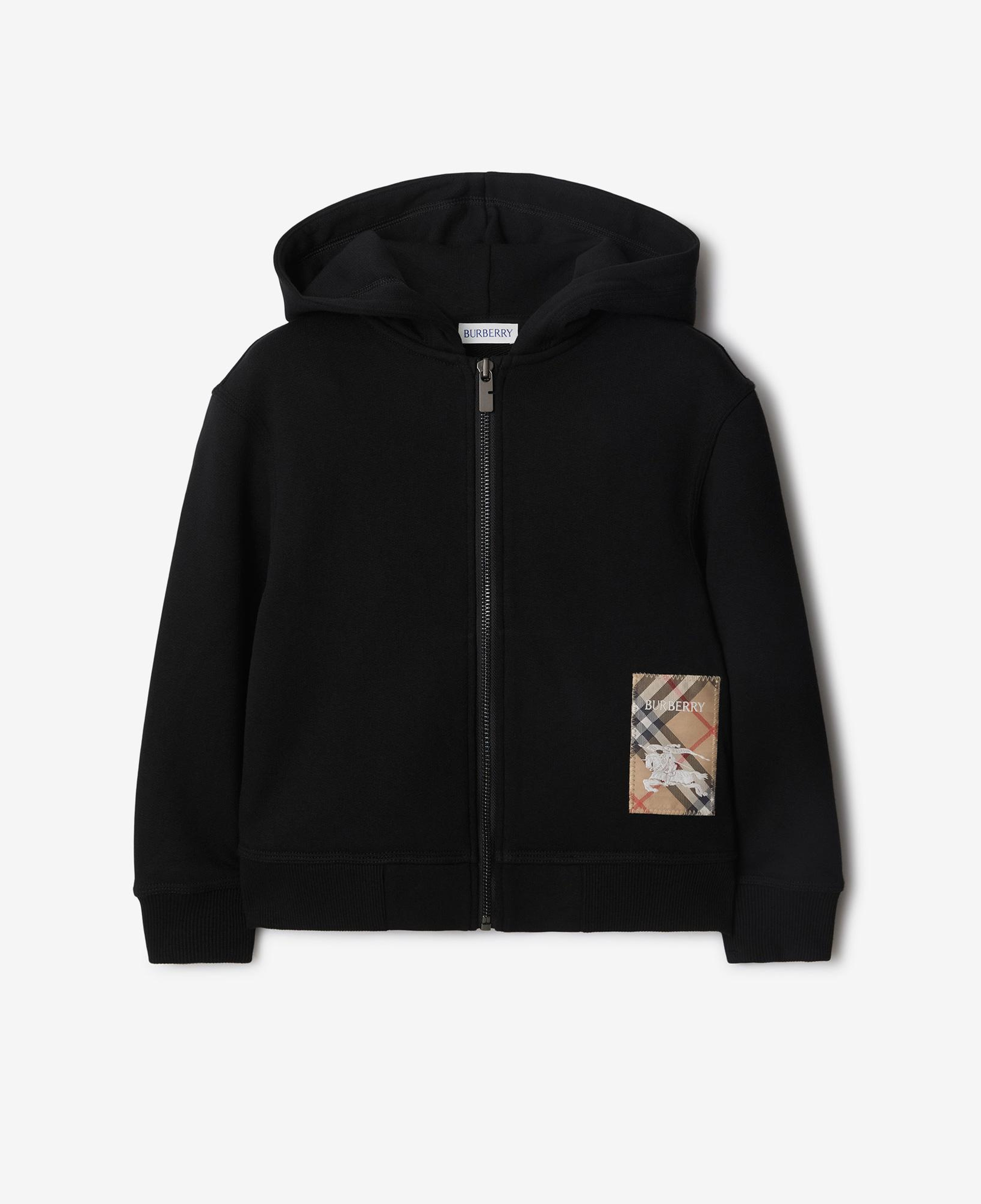 Burberry Clyde Label Cotton Zip Çocuk Siyah Hoodie