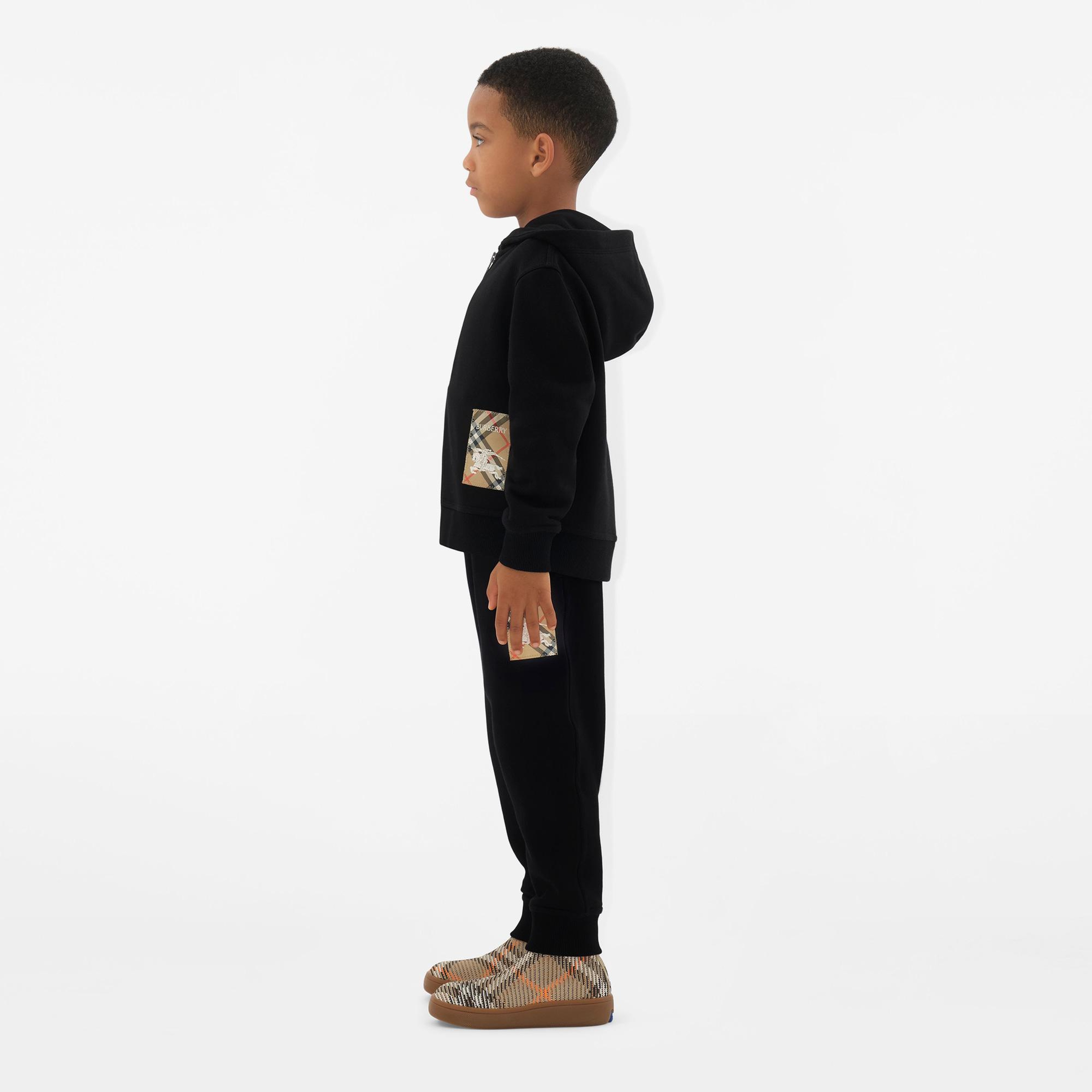 Burberry Clyde Label Cotton Zip Çocuk Siyah Hoodie