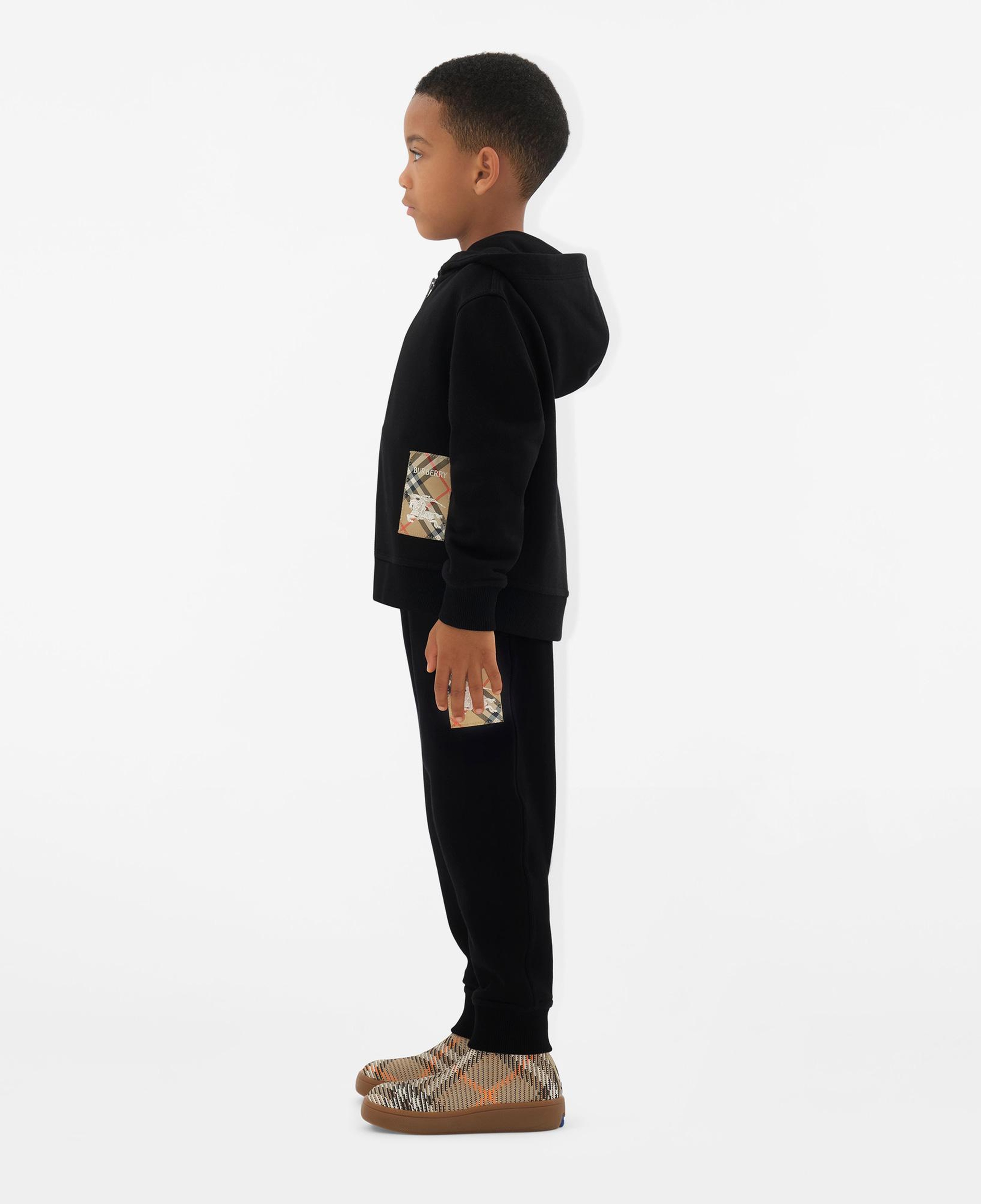 Burberry Clyde Label Cotton Zip Çocuk Siyah Hoodie