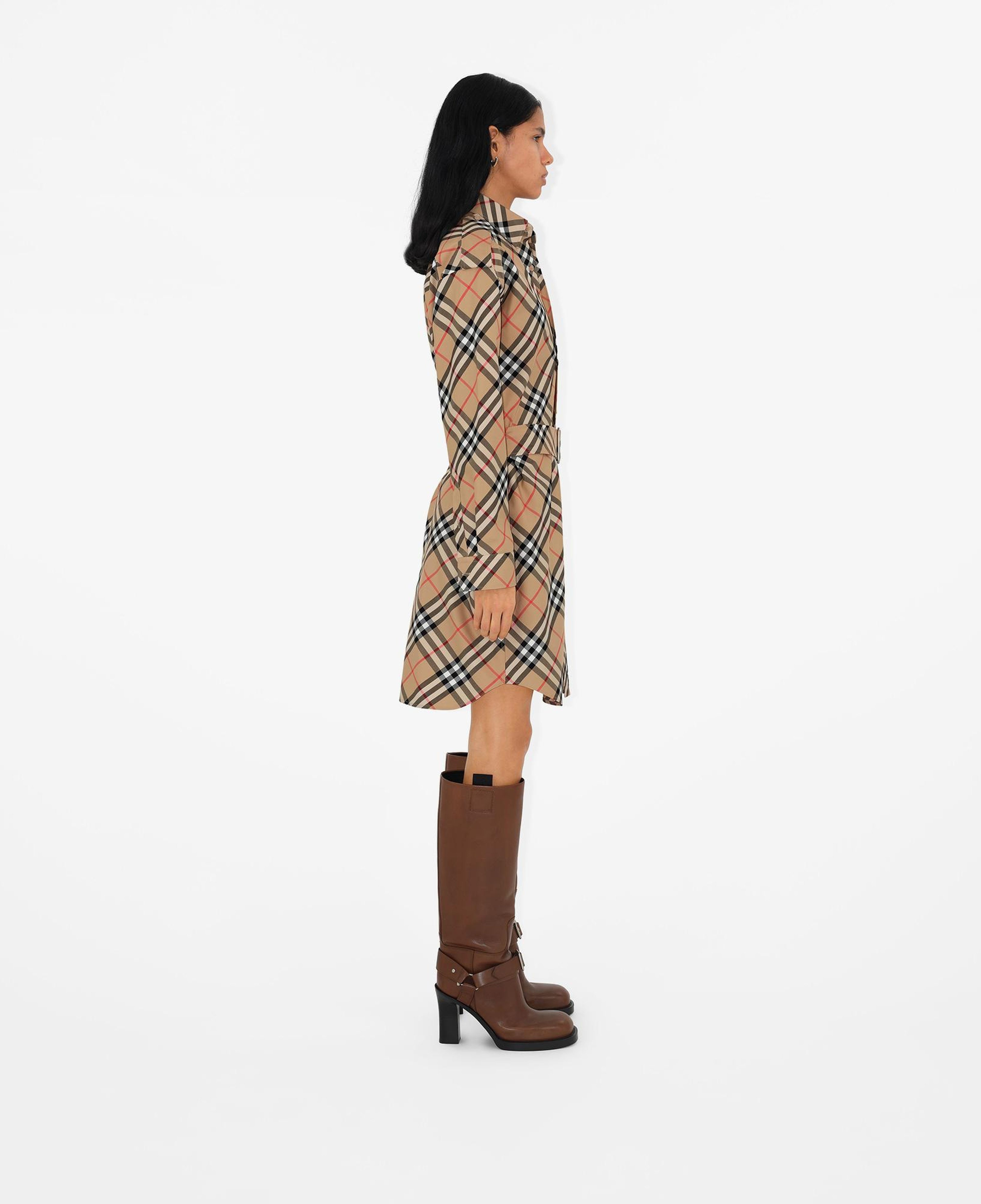 Burberry Check Pamuklu Kadın Bej Elbise