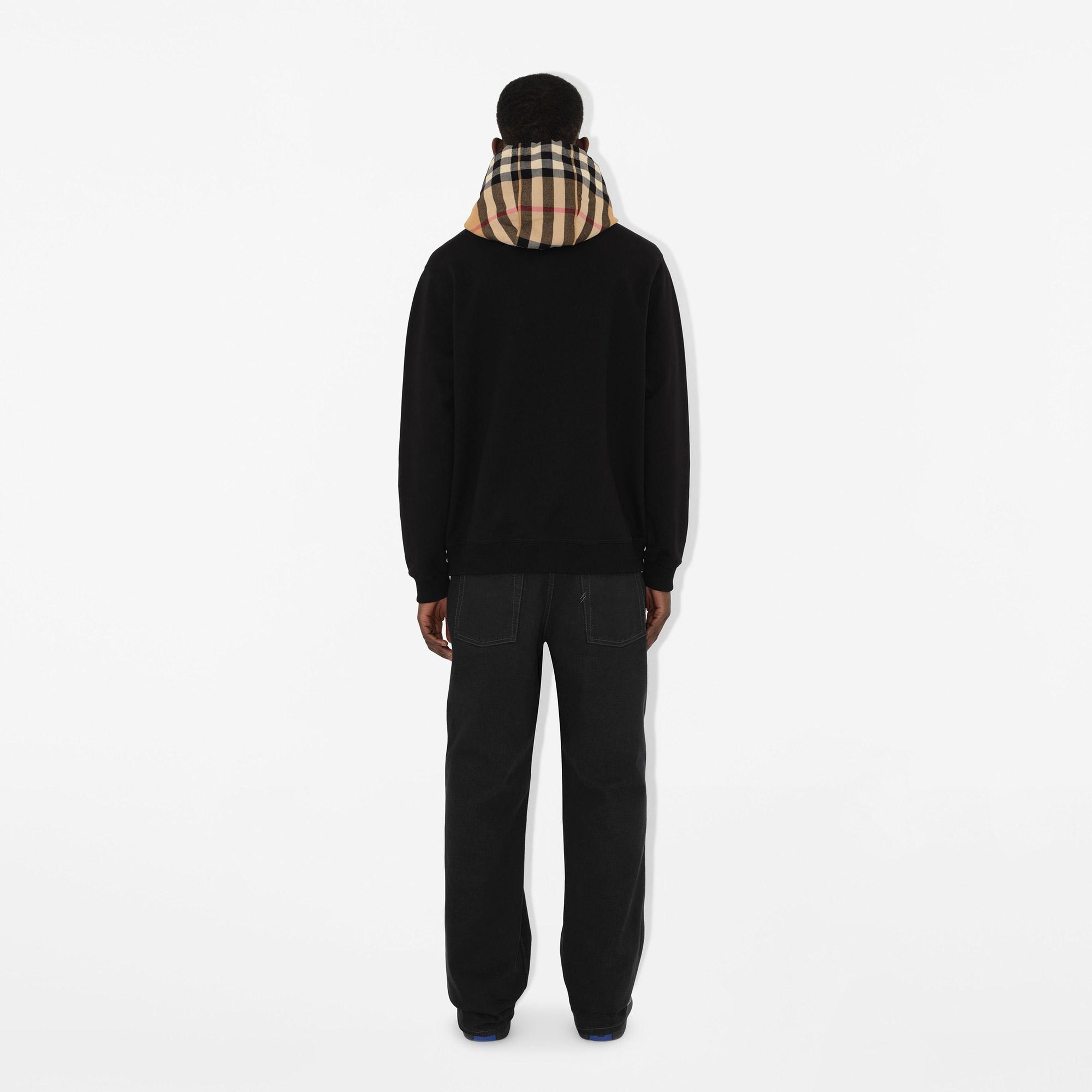 Burberry Check Hood Pamuklu Erkek Siyah Hoodie
