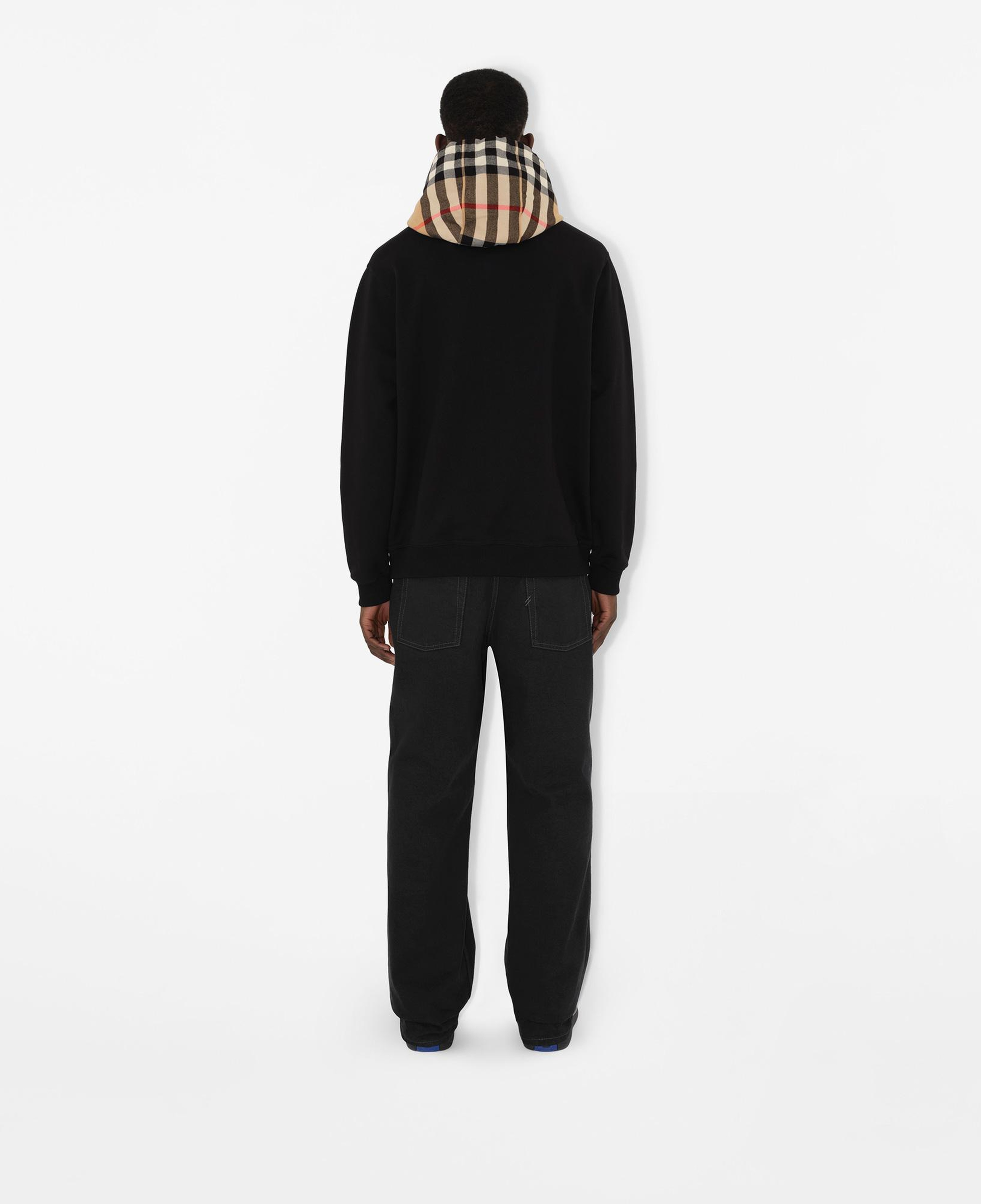 Burberry Check Hood Pamuklu Karışımlı Erkek Siyah Sweatshirt