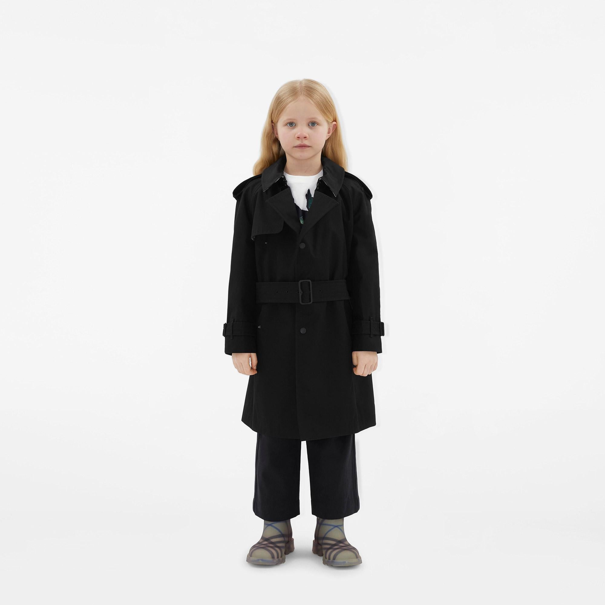 Burberry Gabardine Çocuk Siyah Trençkot