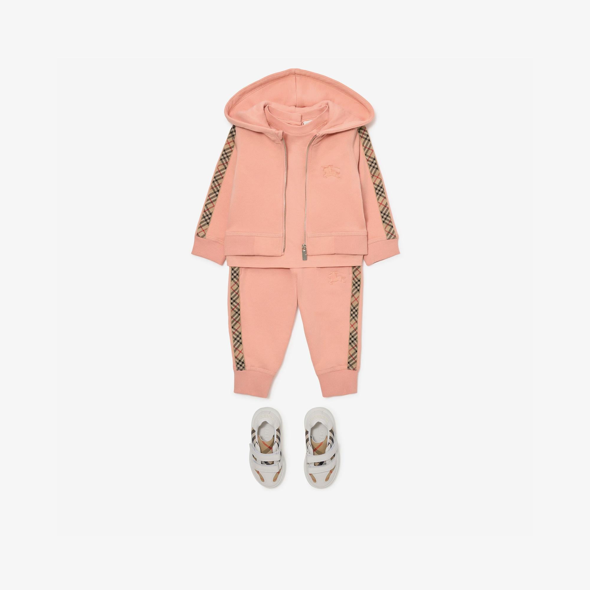 Burberry Elin Check Trim Cotton Çocuk Pembe Hoodie