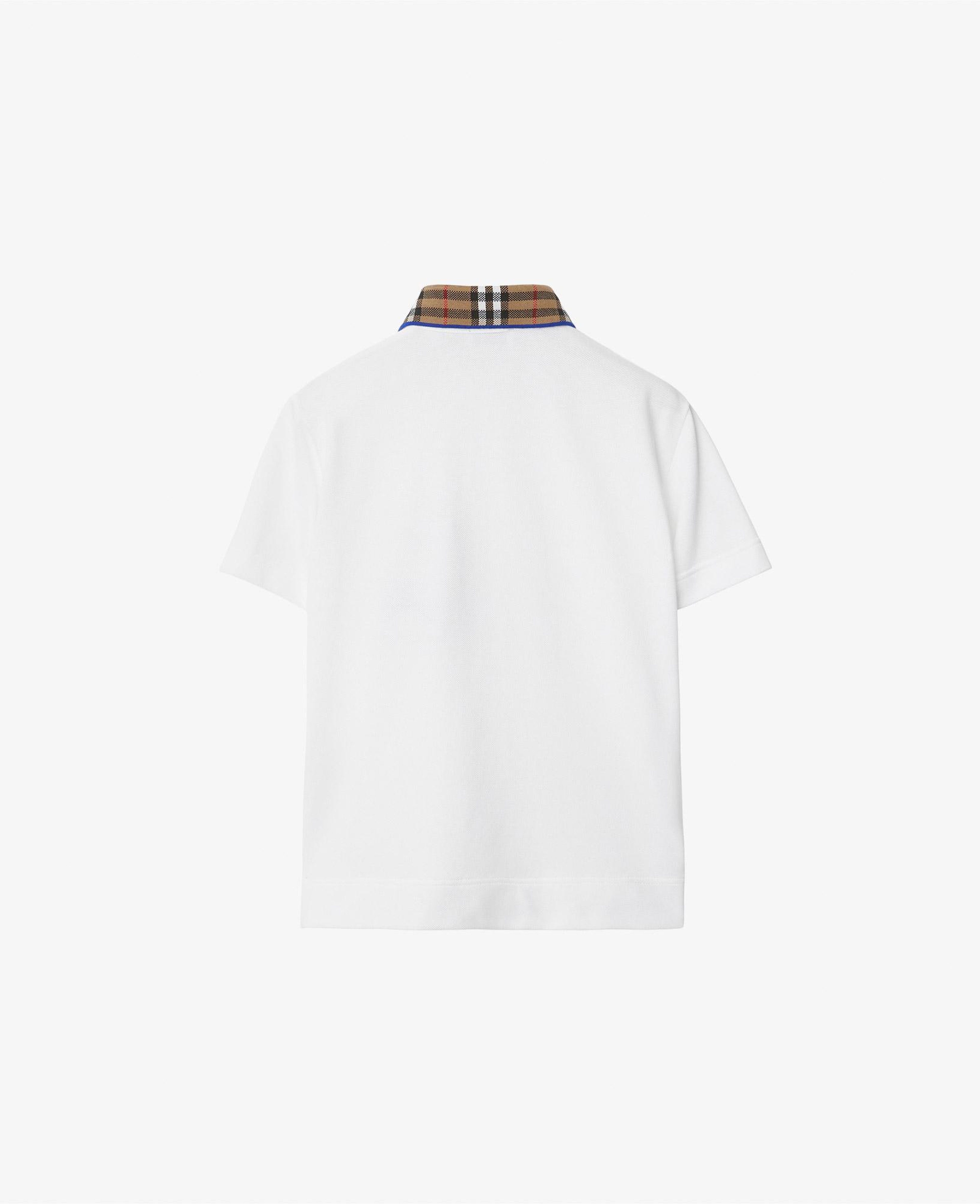 Burberry Check Yaka Detaylı Pamuklu Çocuk Beyaz Polo