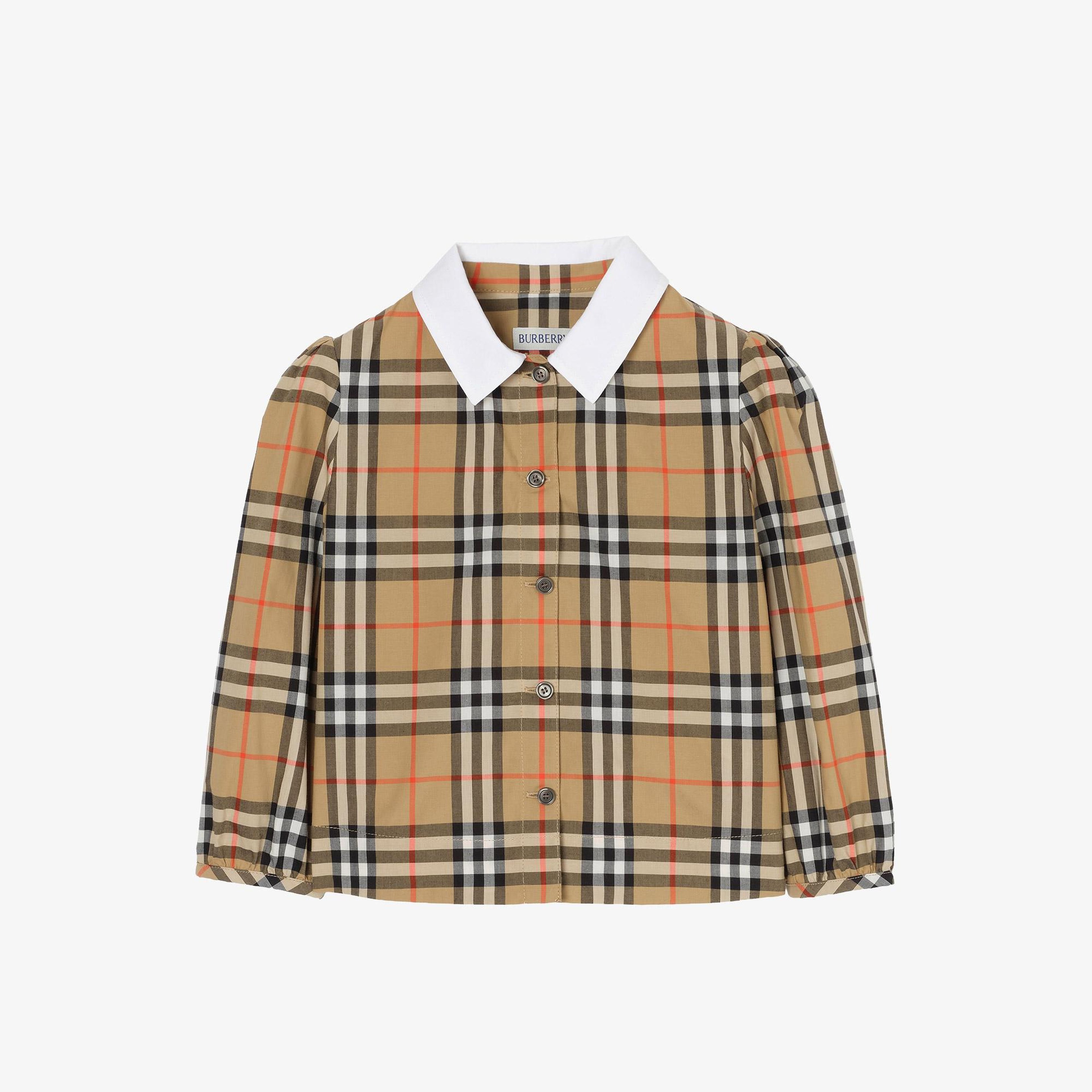 Burberry Cora Check Çocuk Bej Gömlek