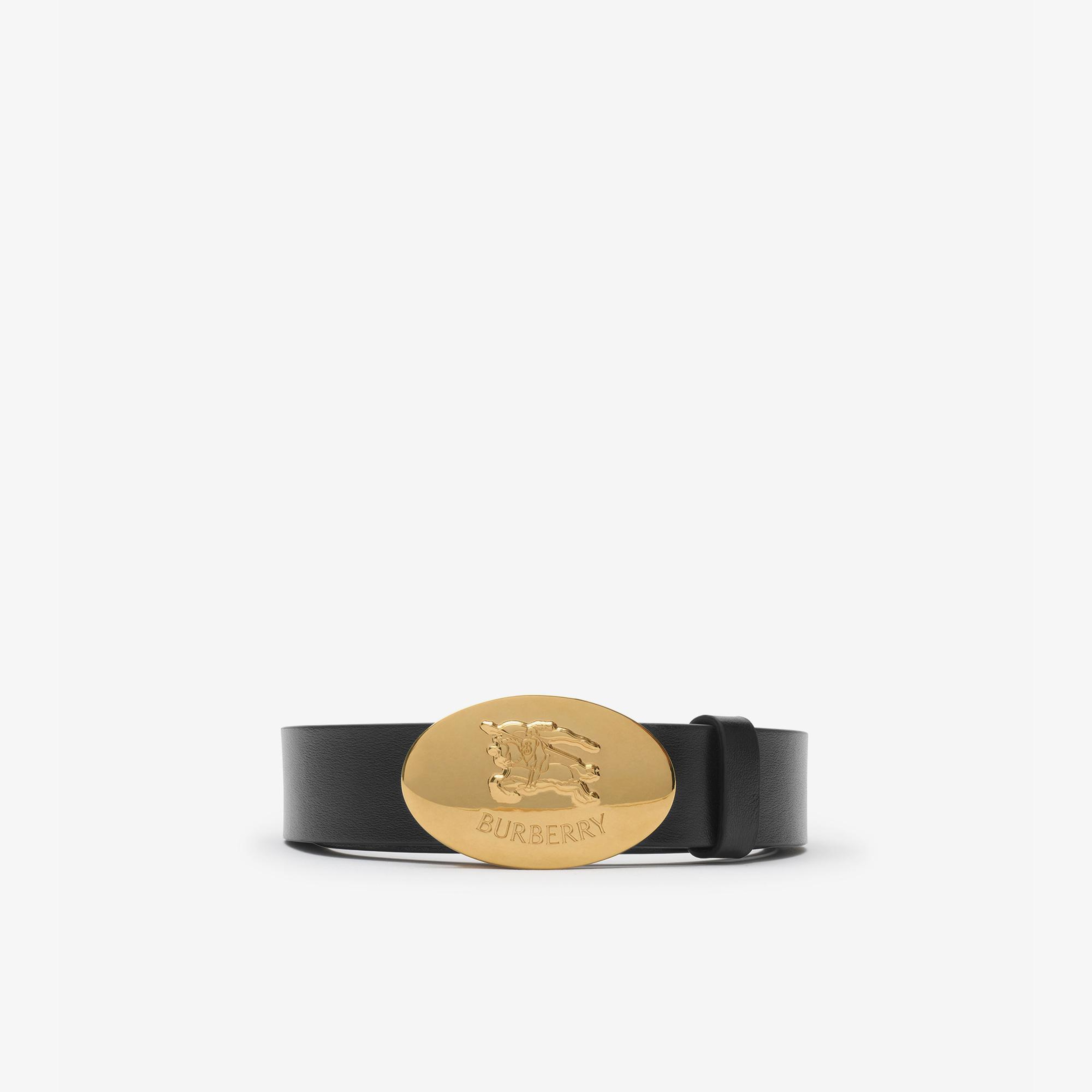 Burberry Reversible Leather Oval Knight Stamp Kadın Siyah Kemer