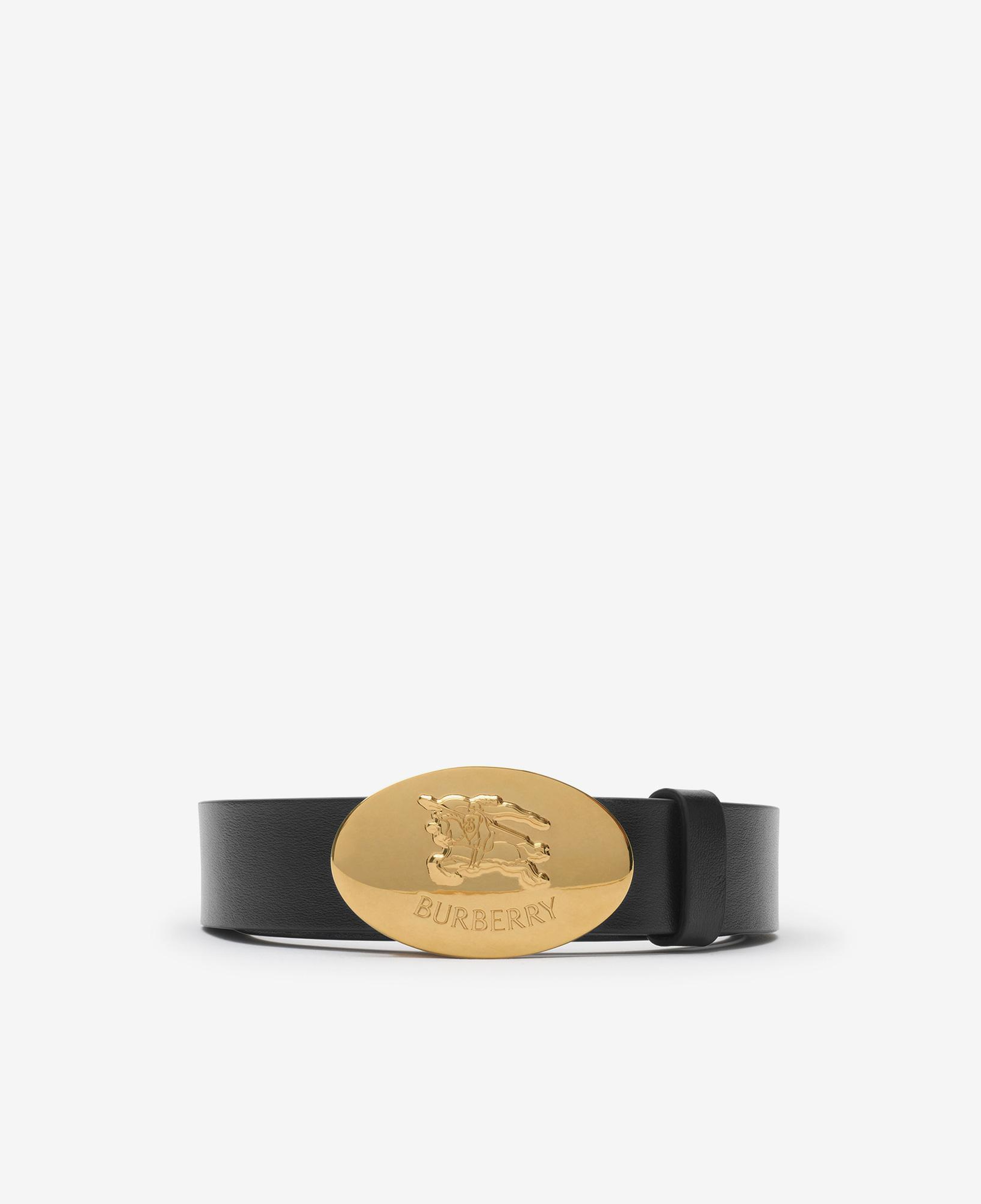 Burberry Reversible Leather Oval Knight Stamp Kadın Siyah Kemer