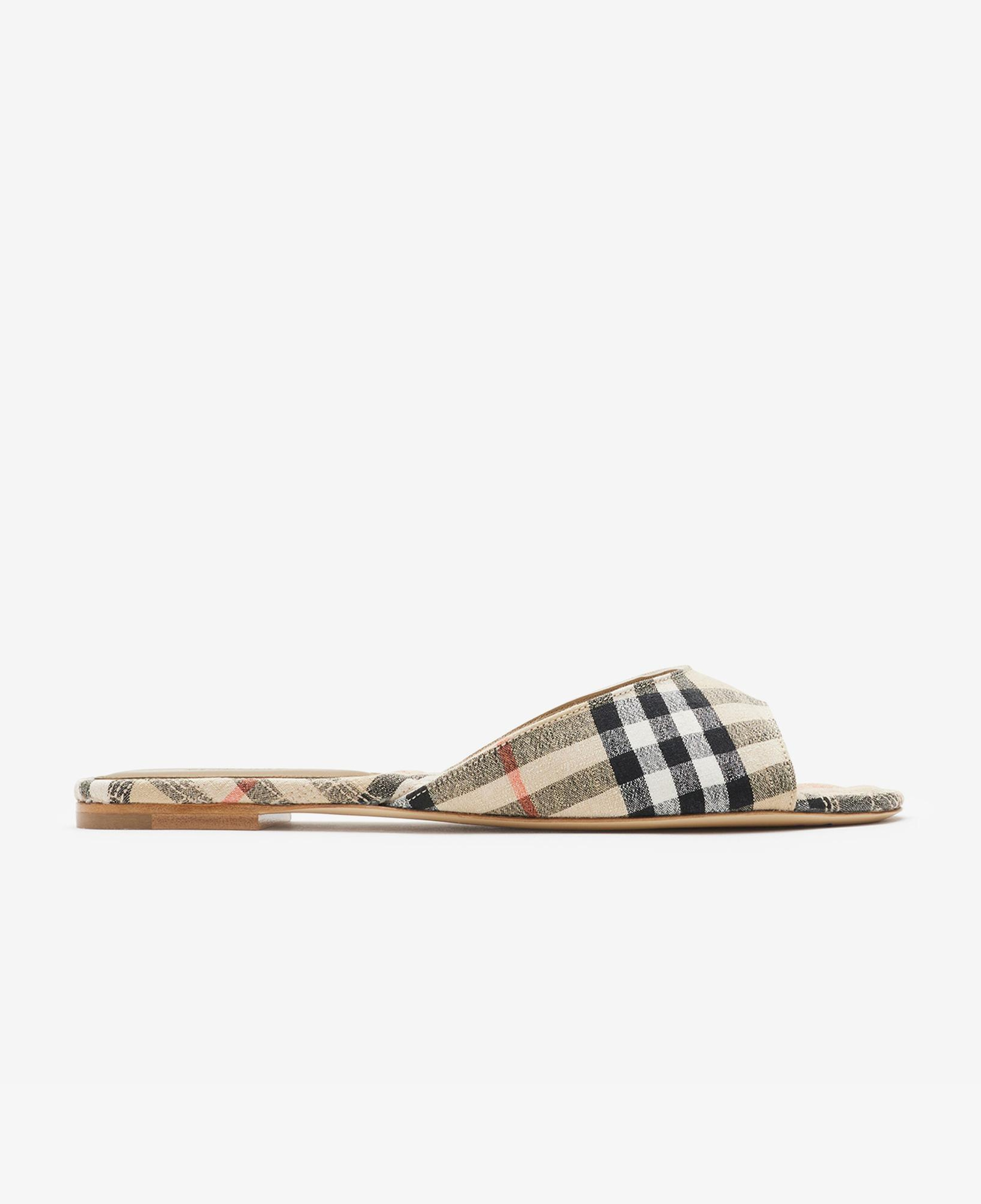 Burberry Mule Linen Blend Mews Slides Kadın Bej Sandalet