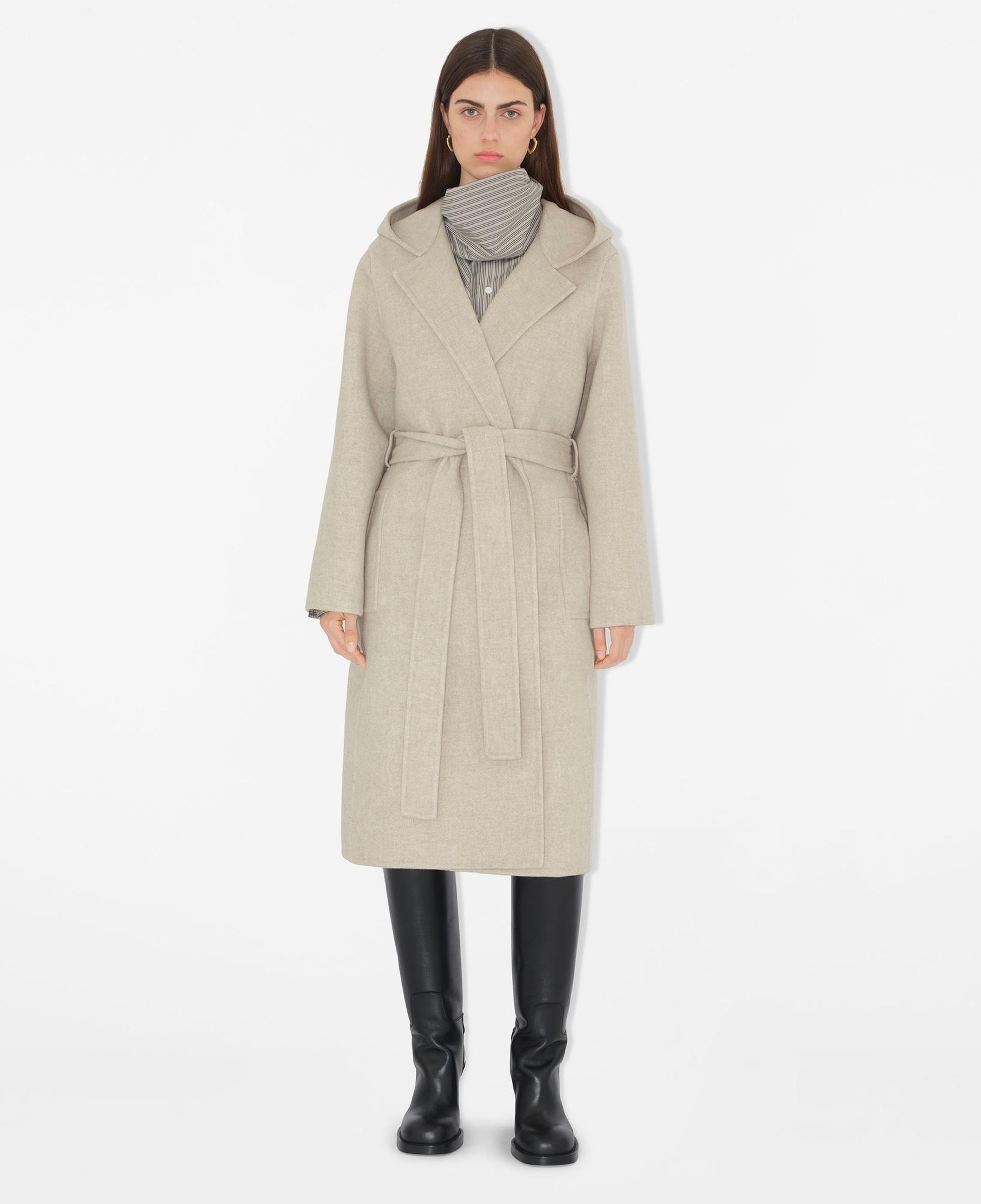 Burberry Cashmere Hooded Kadın Krem Palto