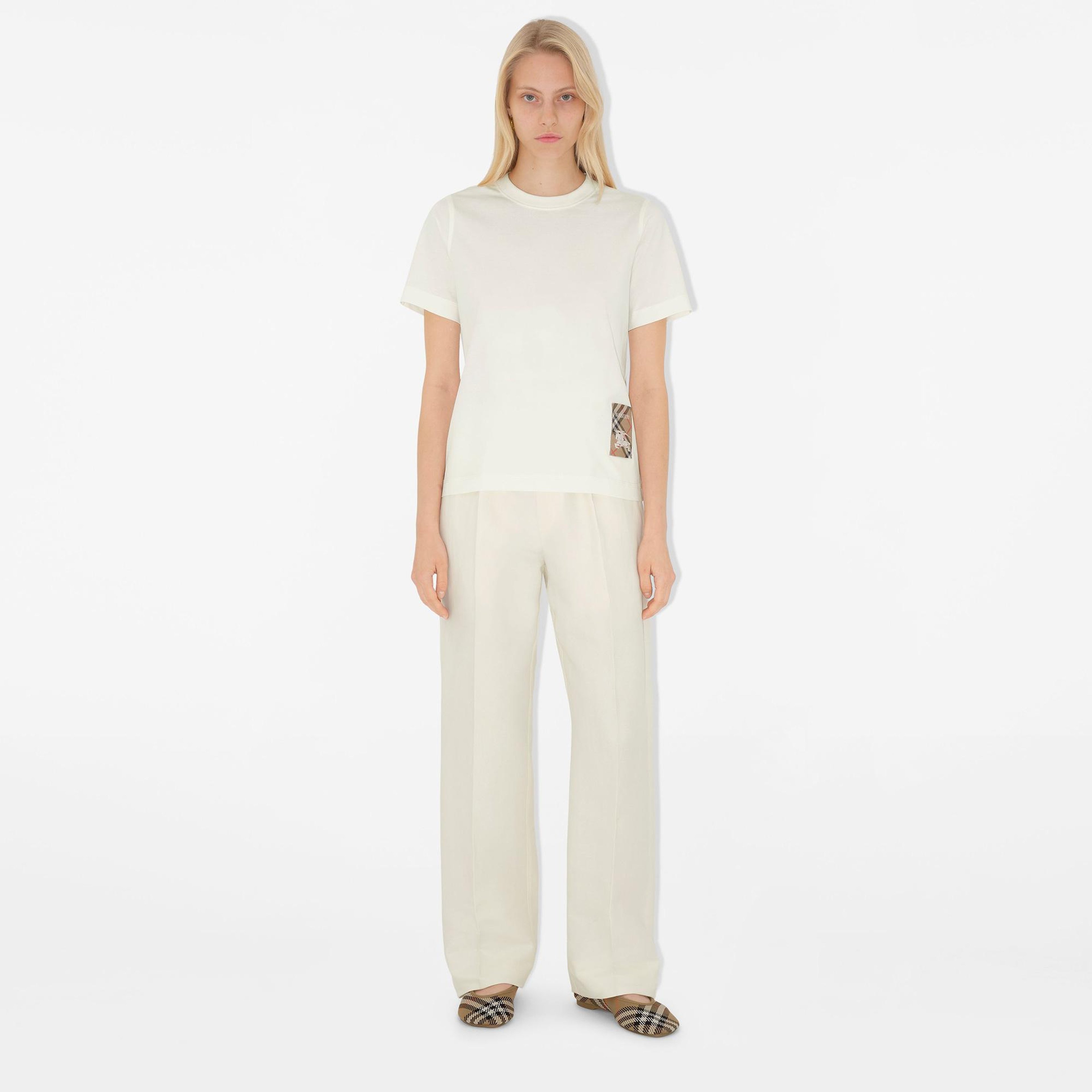 Burberry For Label Cotton Kadın Beyaz T-Shirt