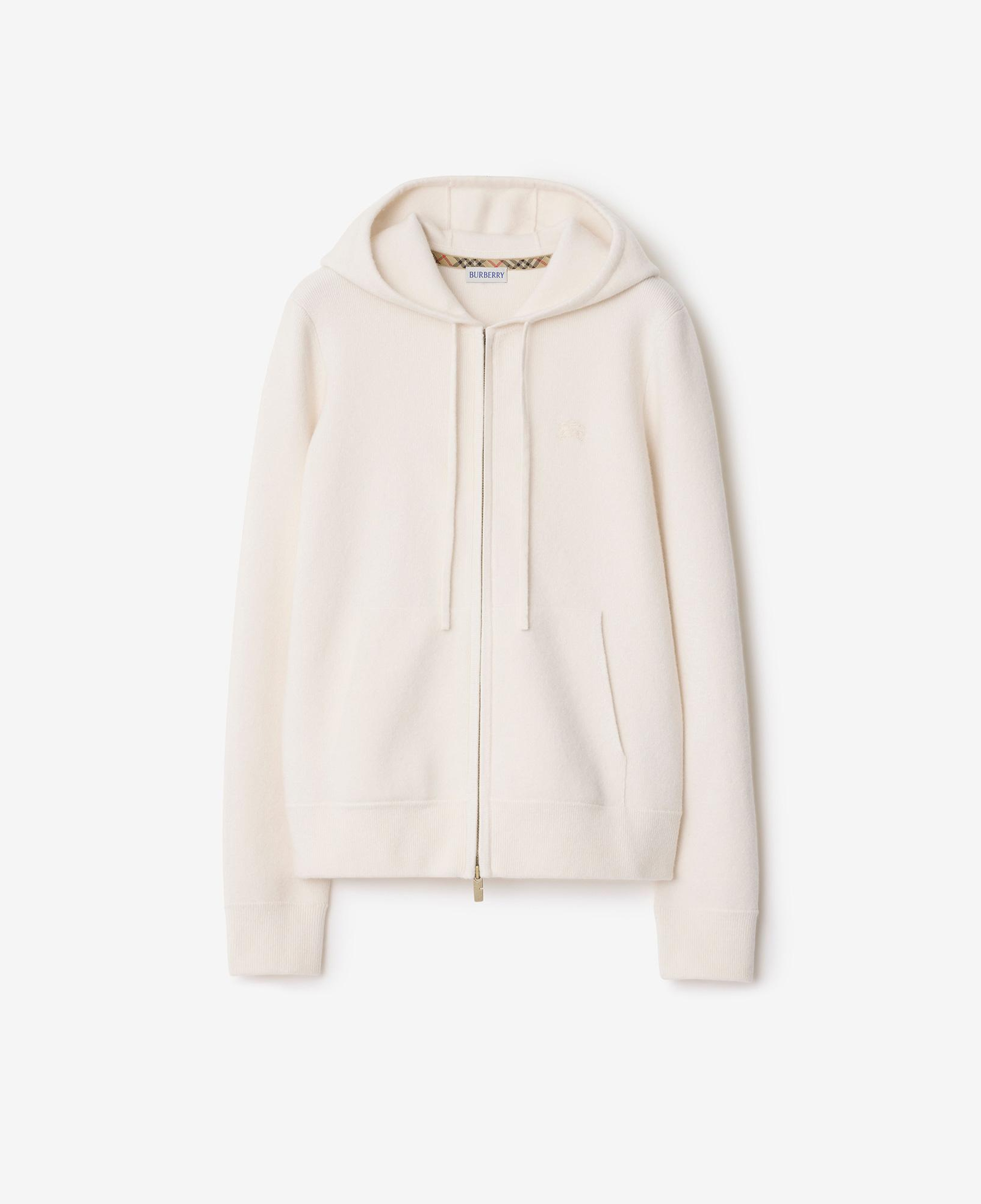 Burberry Cashmere Blend Zip Kadın Beyaz Hoodie