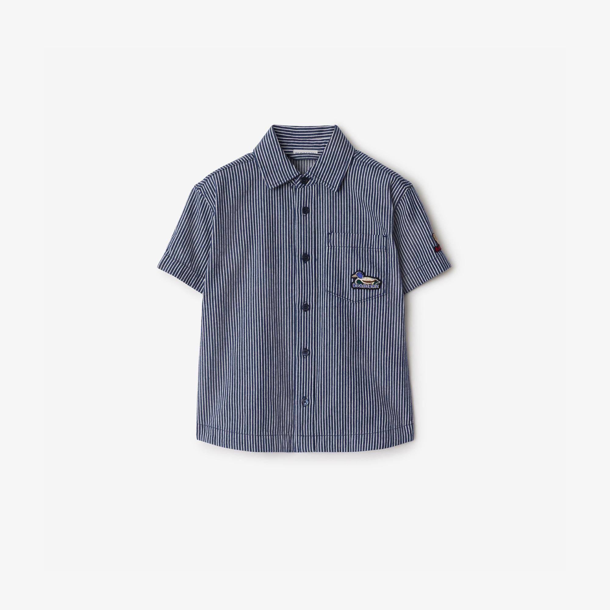 Burberry Alan Striped Denim Çocuk Lacivert Gömlek