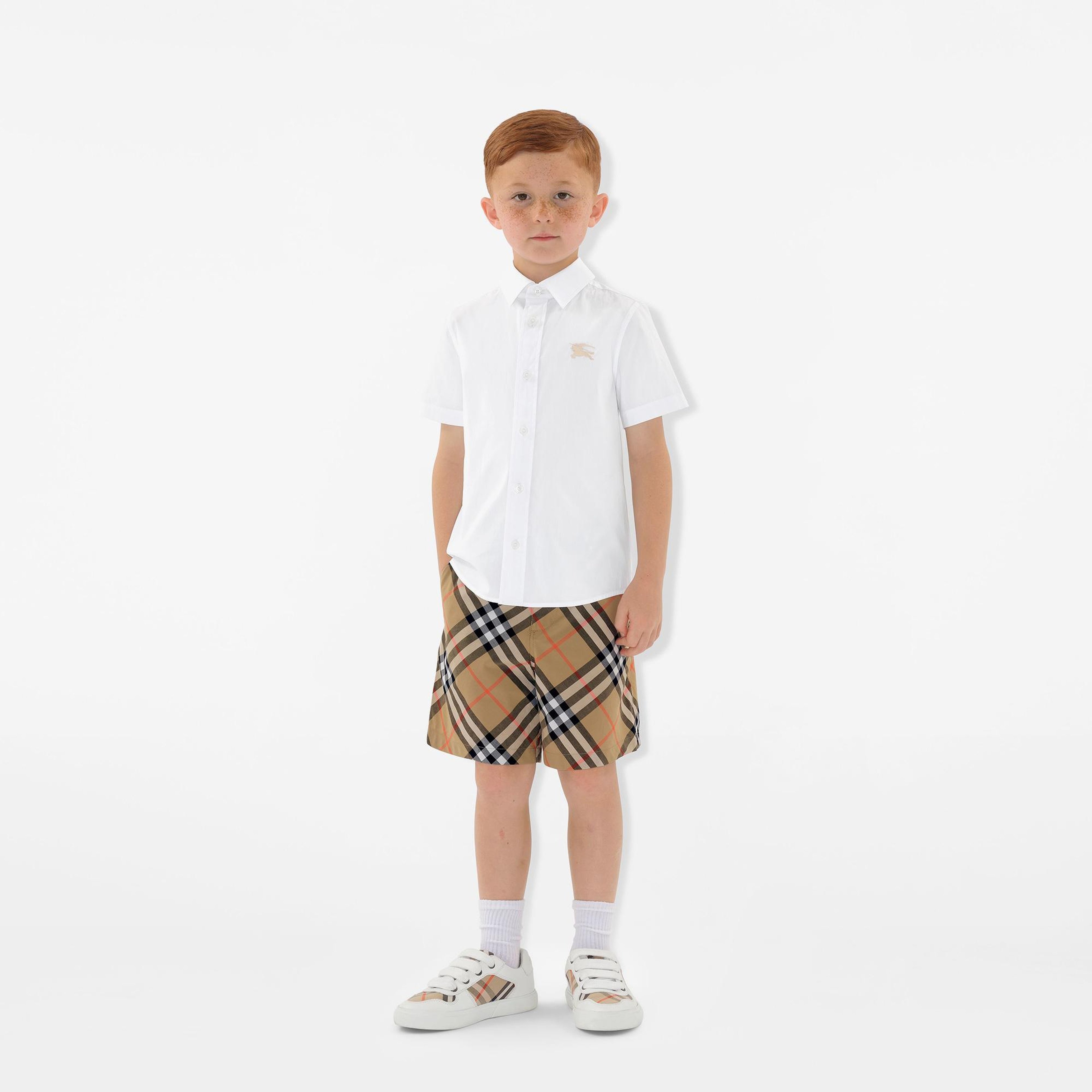 Burberry Owen Stretch Cotton Çocuk Beyaz Gömlek