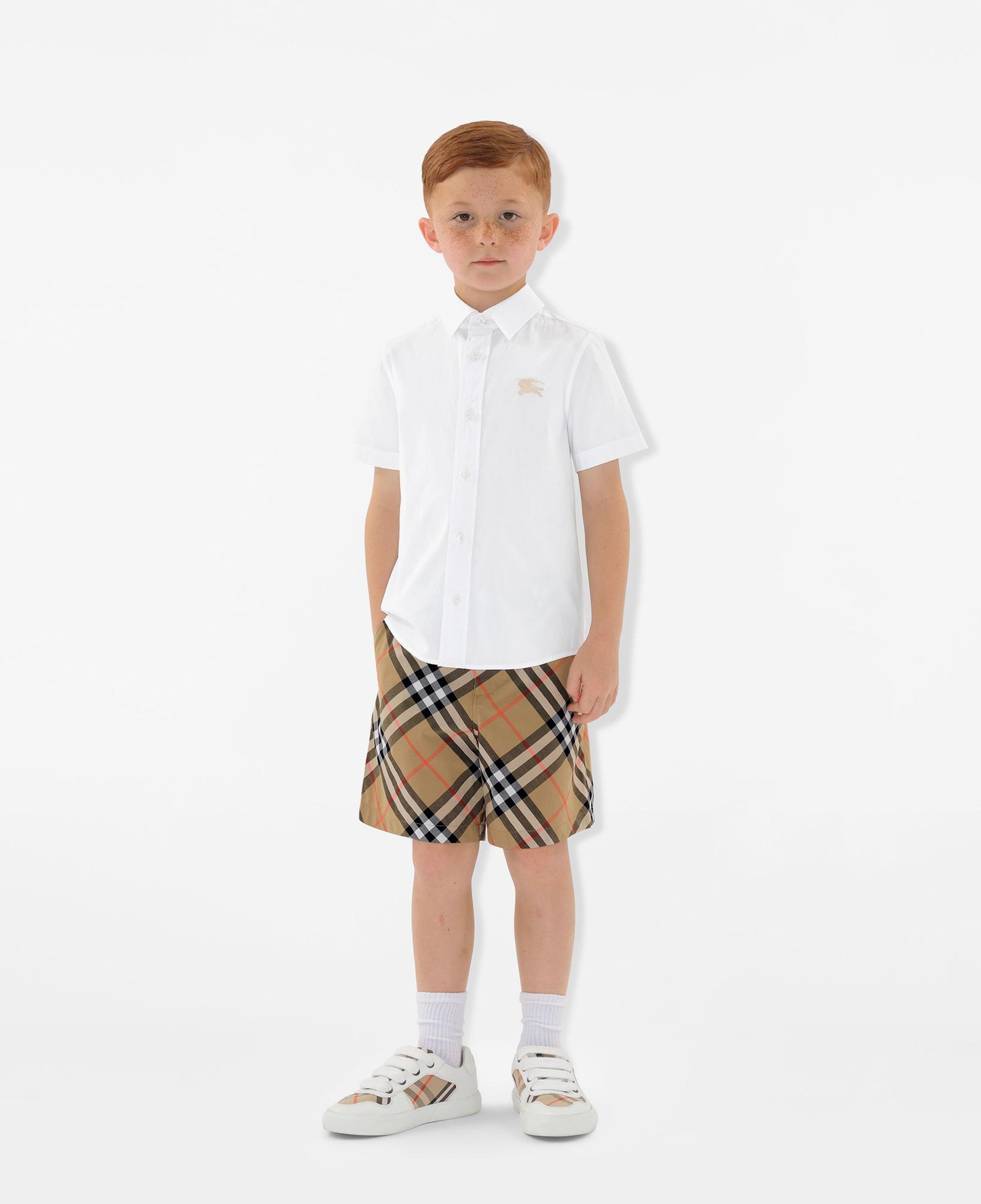 Burberry Owen Stretch Cotton Çocuk Beyaz Gömlek