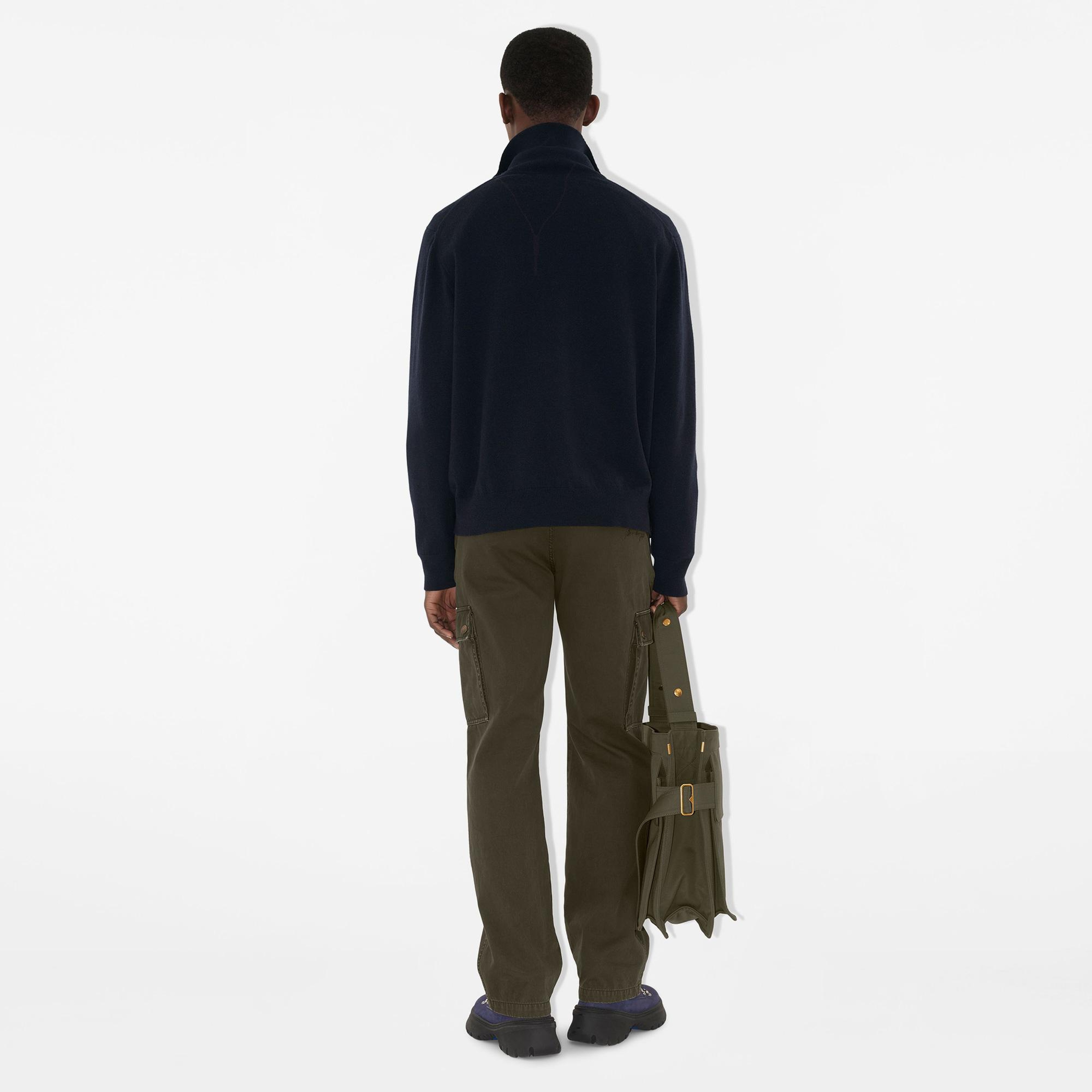 Burberry Cashmere Blend Half-Zip Erkek Lacivert Triko