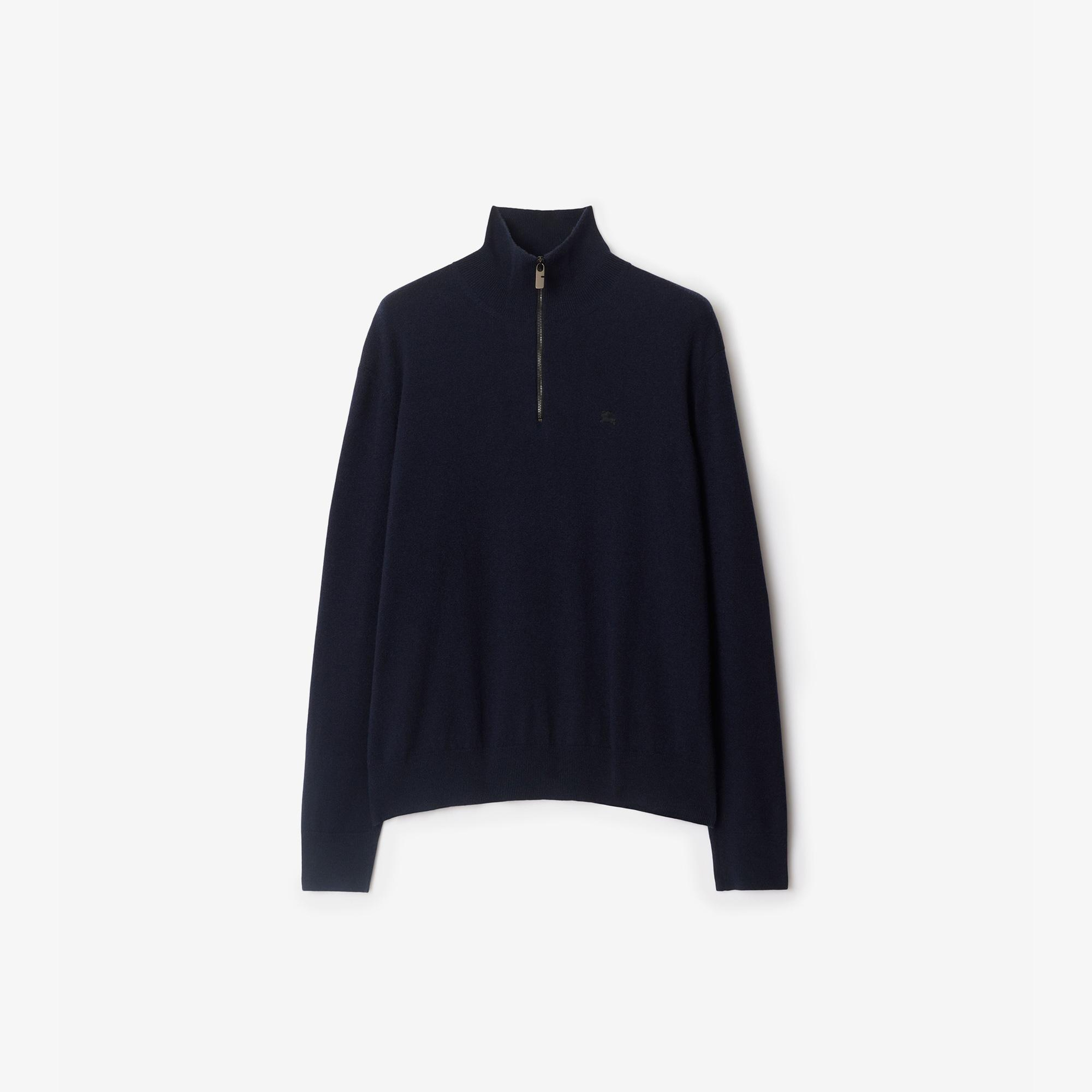 Burberry Cashmere Blend Half-Zip Erkek Lacivert Triko