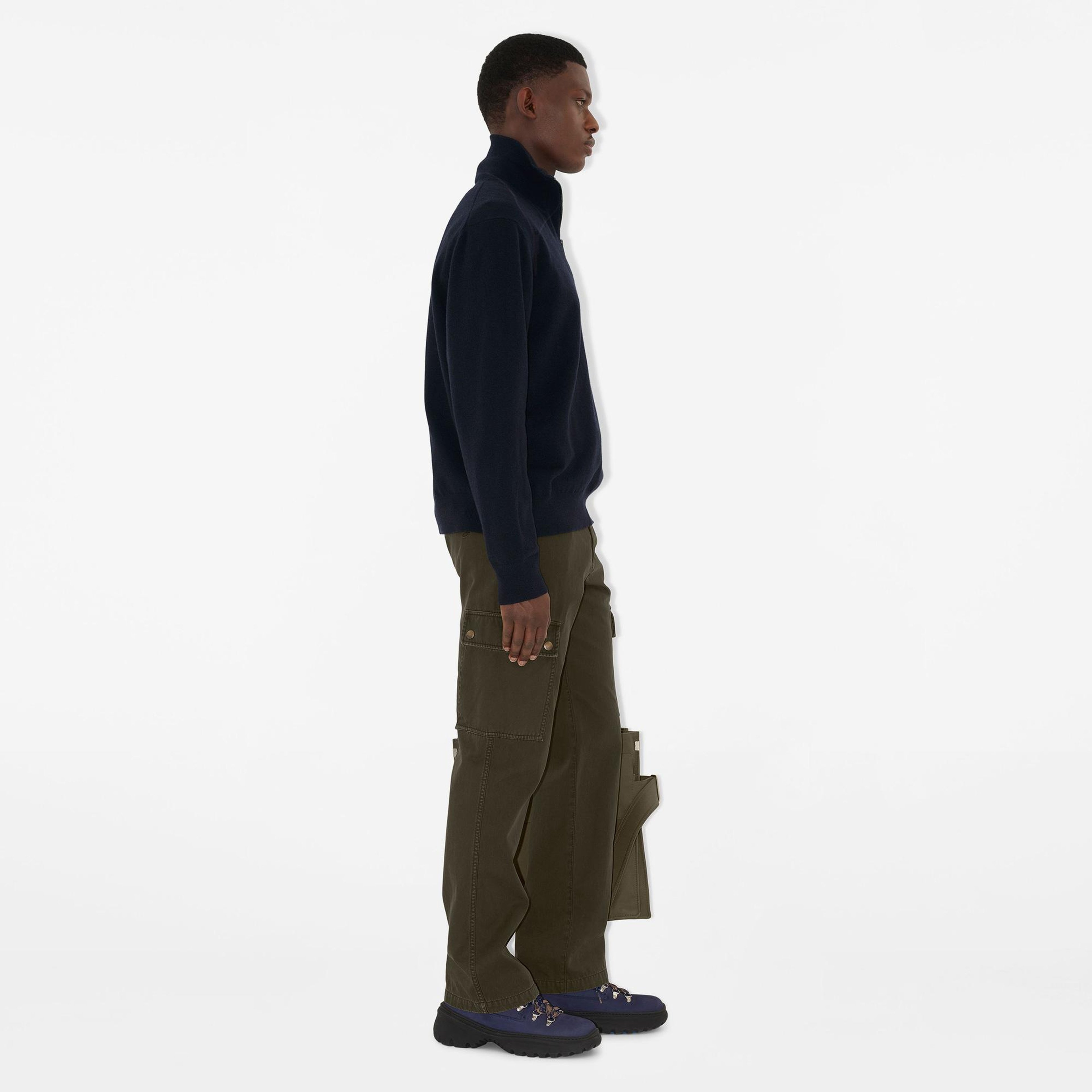 Burberry Cashmere Blend Half-Zip Erkek Lacivert Triko
