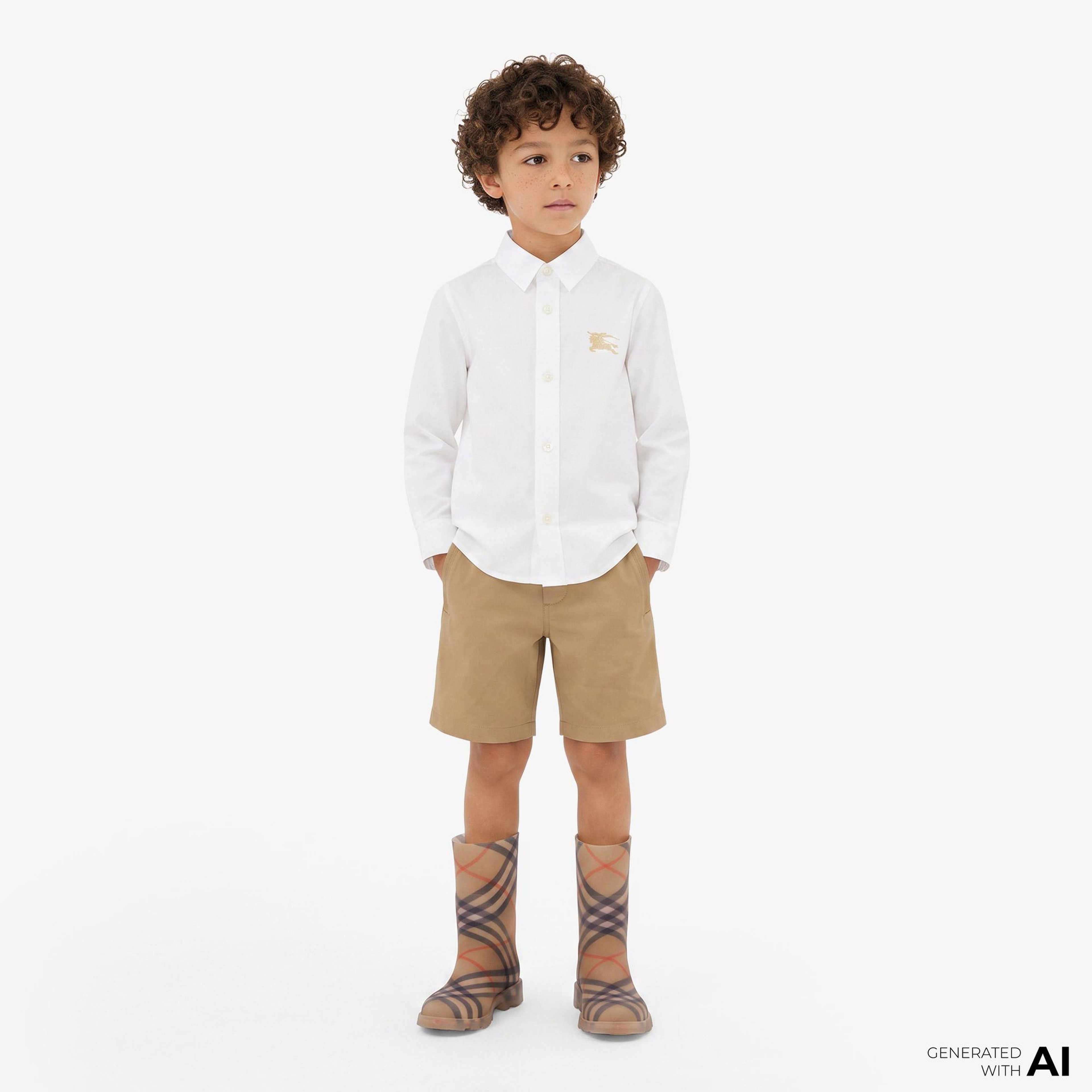 Burberry Oscar Cotton Blend Çocuk Bej Şort