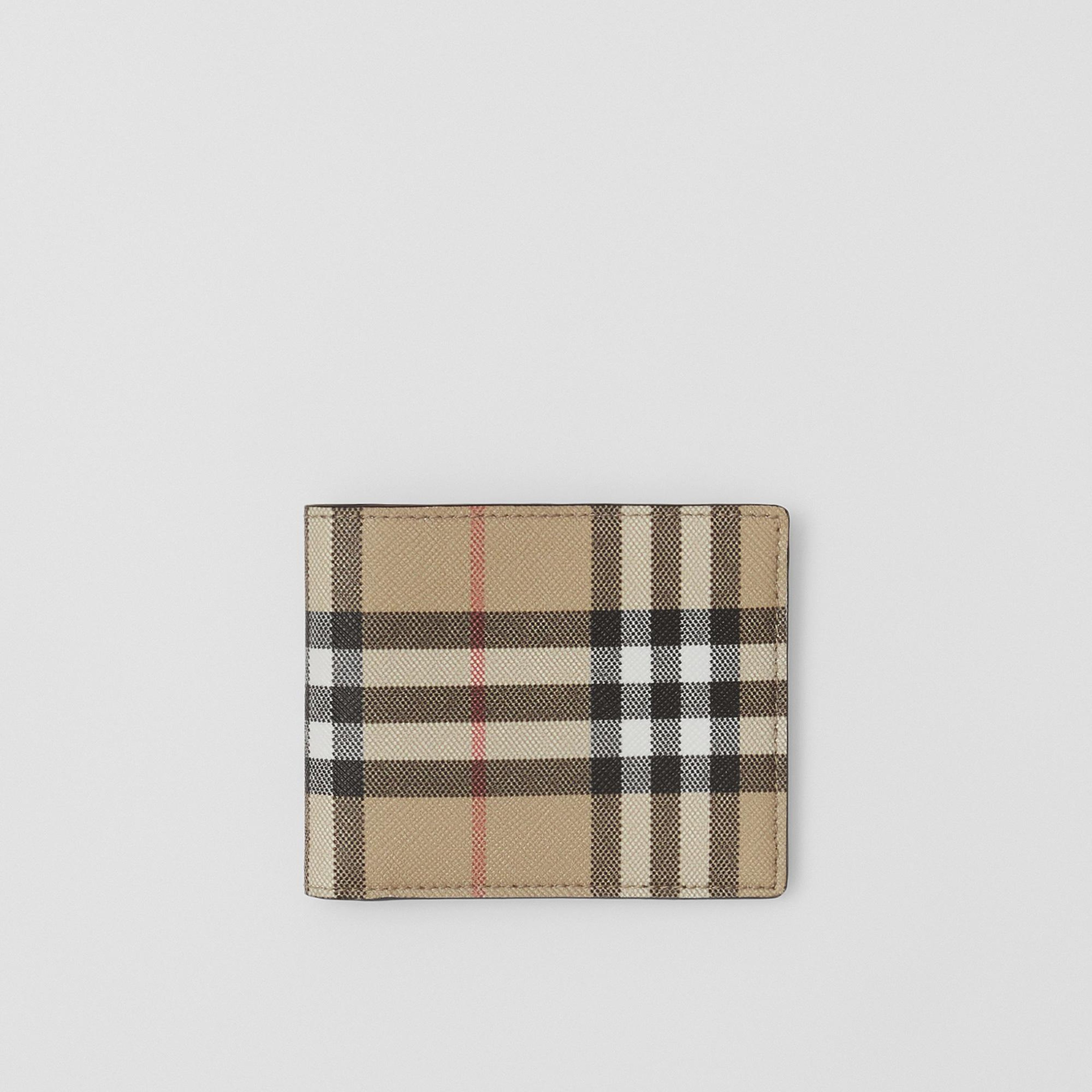 Burberry Hipfold Vintage And Leather Slim Bifold Erkek Bej Cüzdan