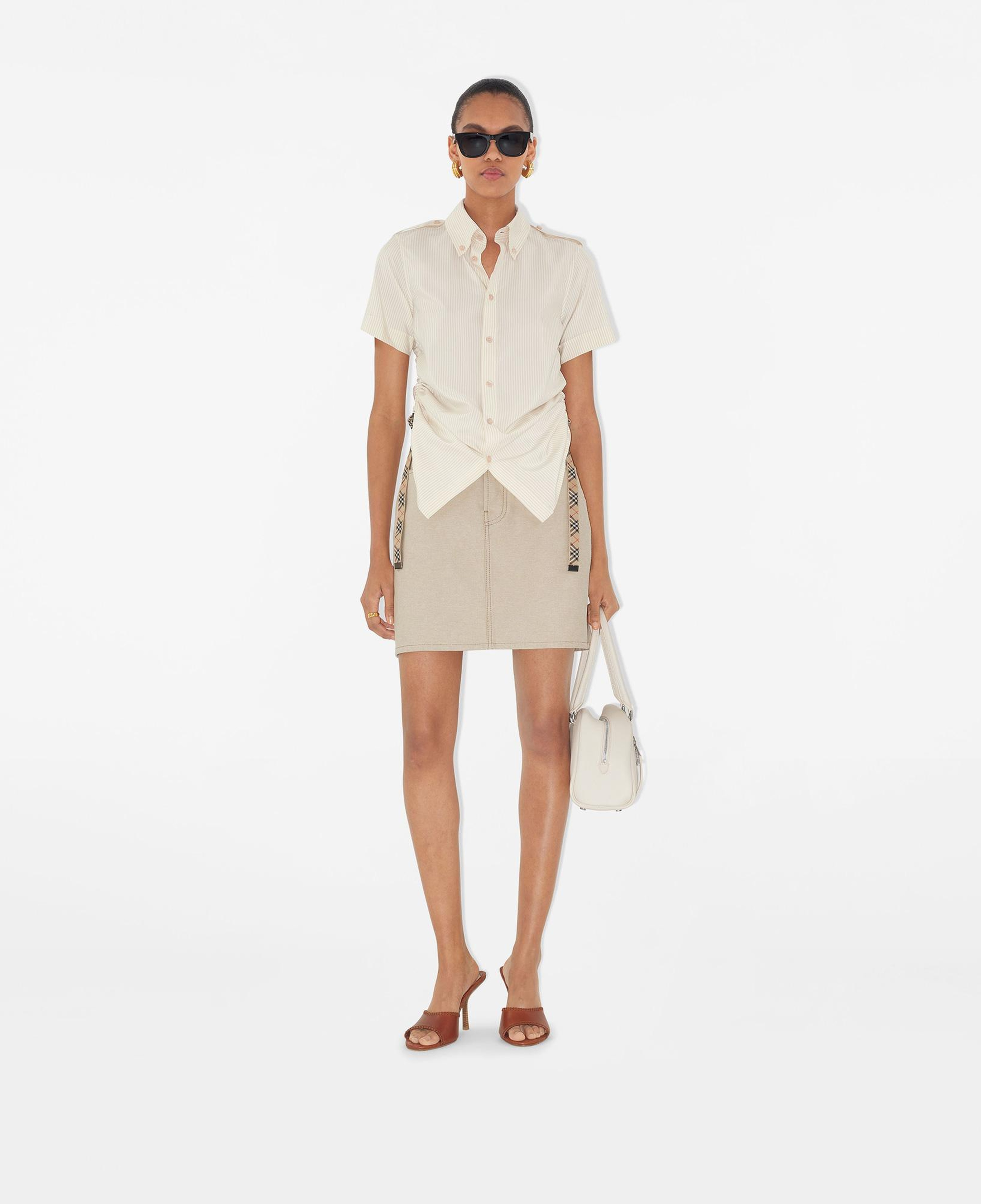 Burberry Striped Silk Kadın Krem Gömlek