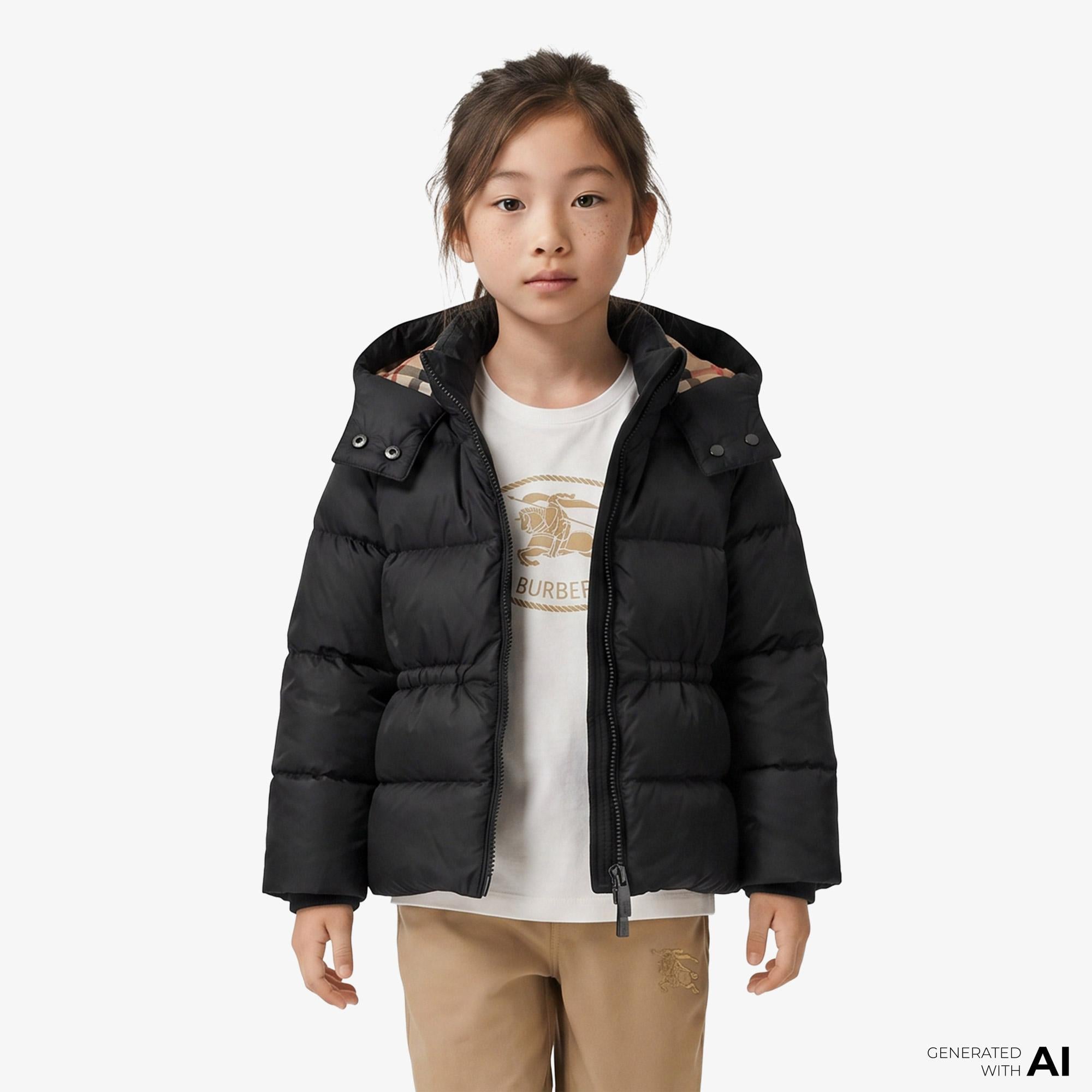 Burberry Agnes Nylon Puffer Çocuk Siyah Mont