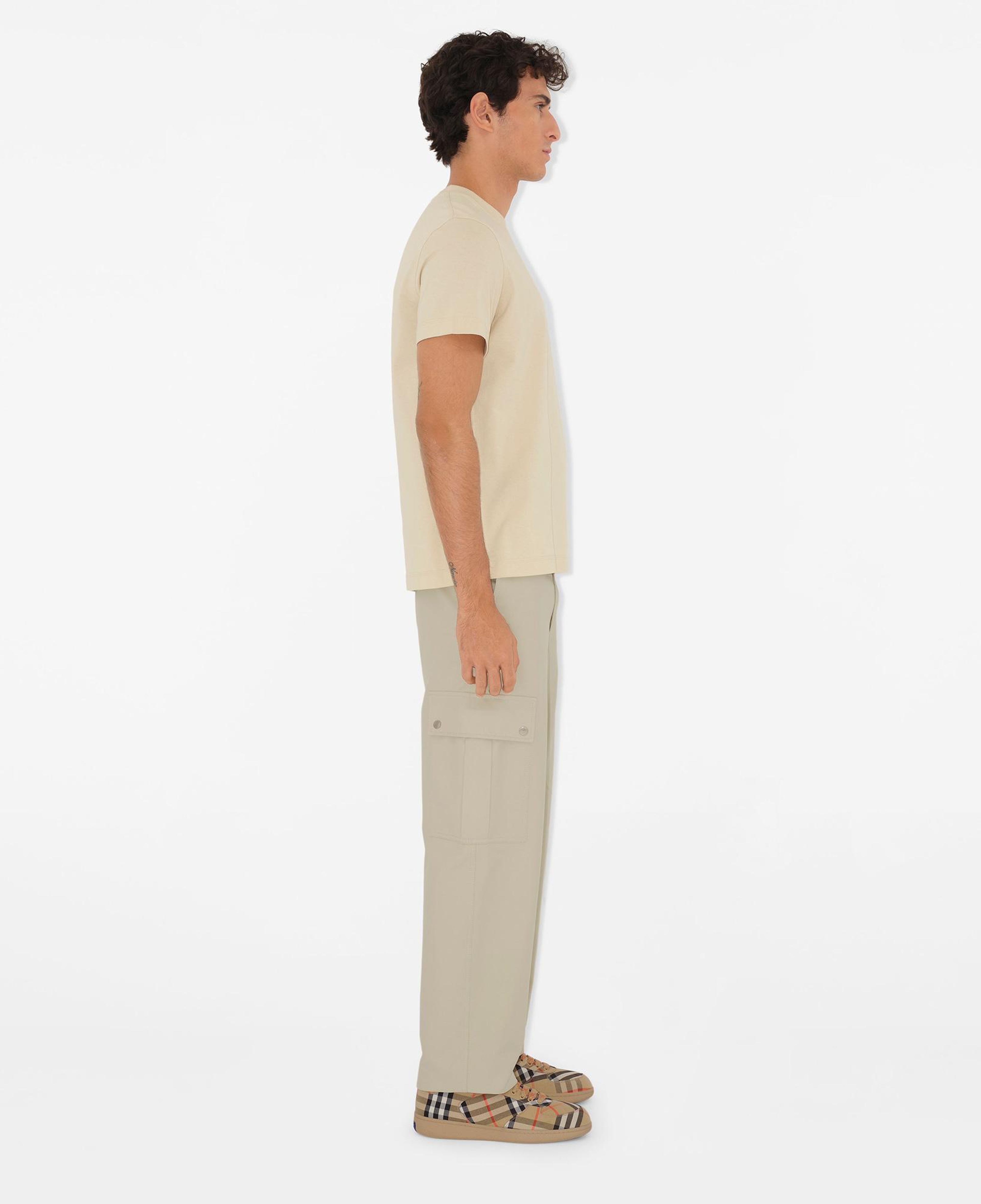 Burberry For Label Cotton Erkek Krem T-Shirt