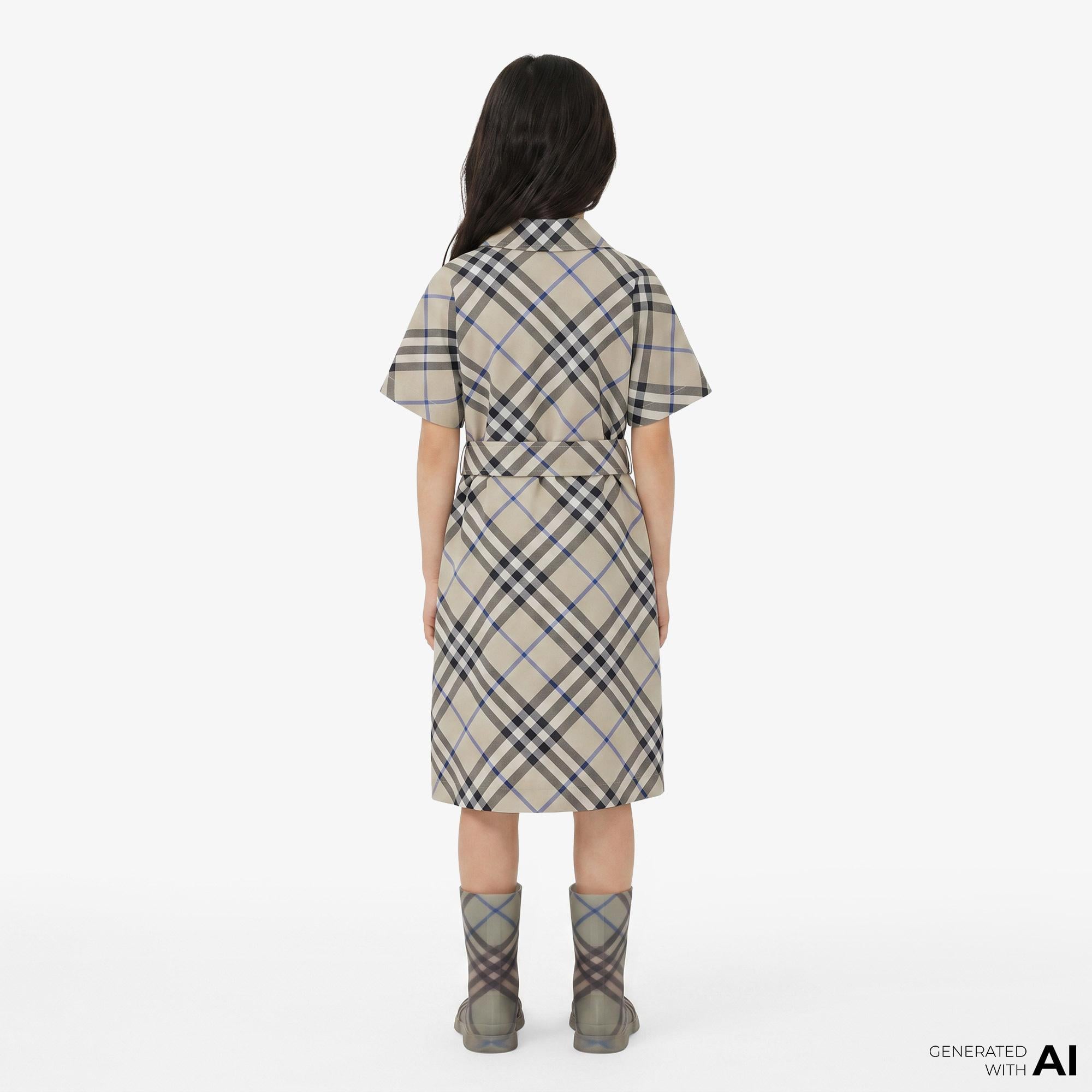 Burberry Check Pamuklu Çocuk Bej Elbise