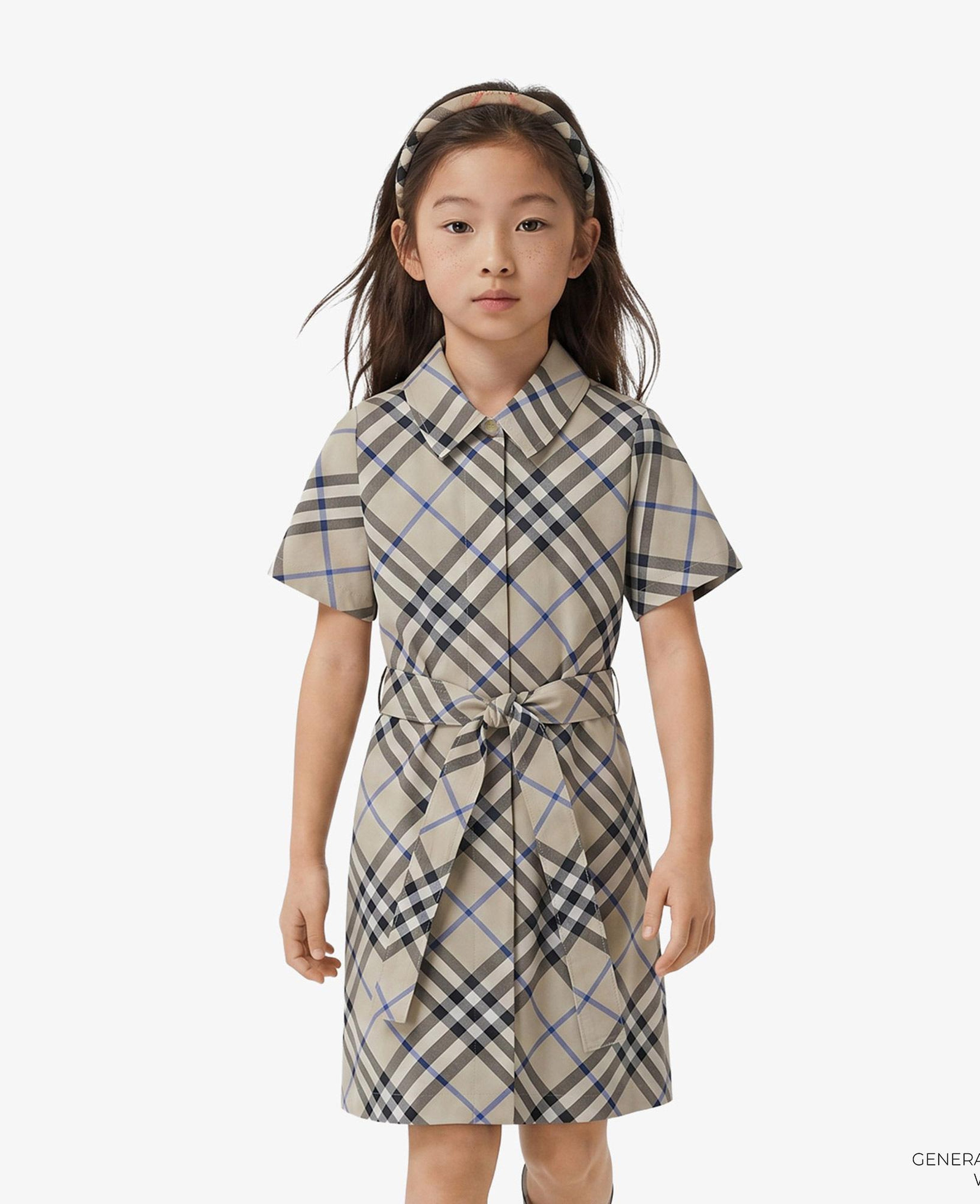 Burberry Check Pamuklu Çocuk Bej Elbise