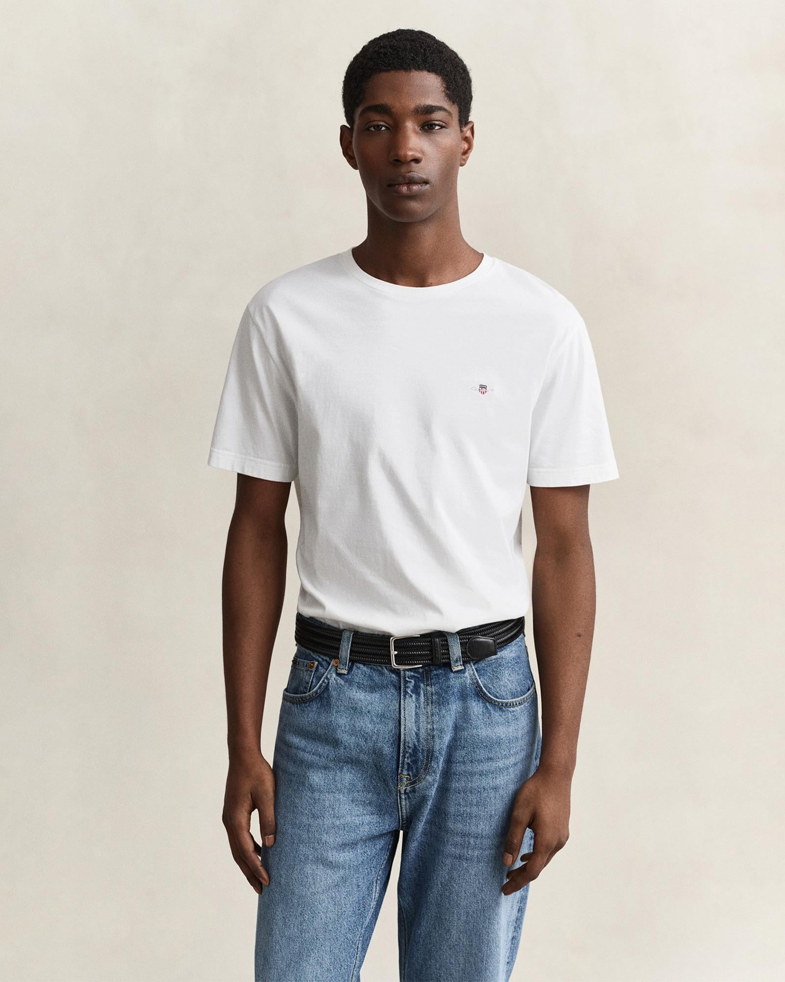 GANT Erkek Beyaz Regular Fit T-Shirt